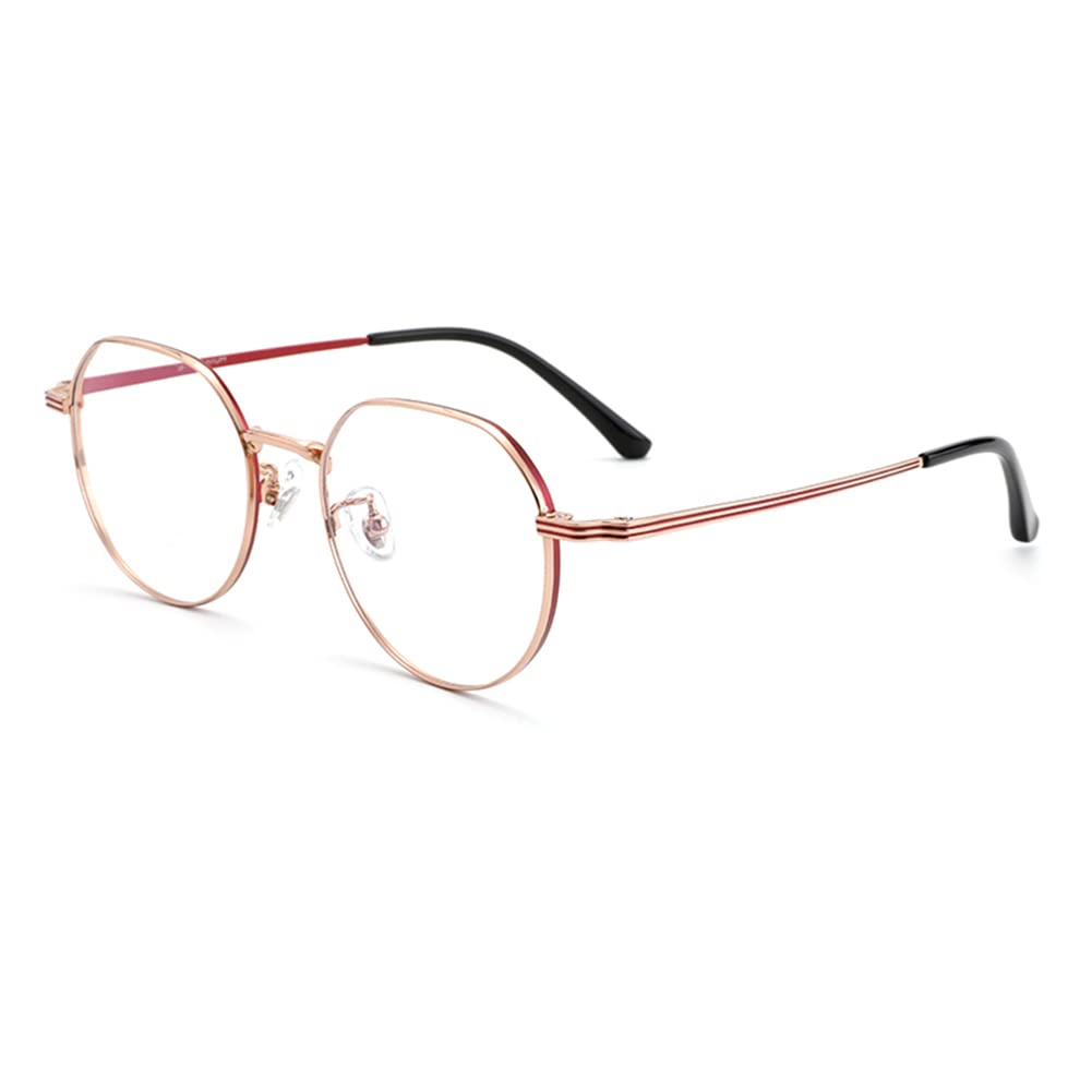 Women's Titanium Blue Light Blocking Reading Glasses - HD Anti-Radiation Presbyopic Glasses with 1.56 Aspheric Resin Lens +1.0 to +3.0 Diopter, Lightweight Oversized Frame for Computer Work & Screen Time