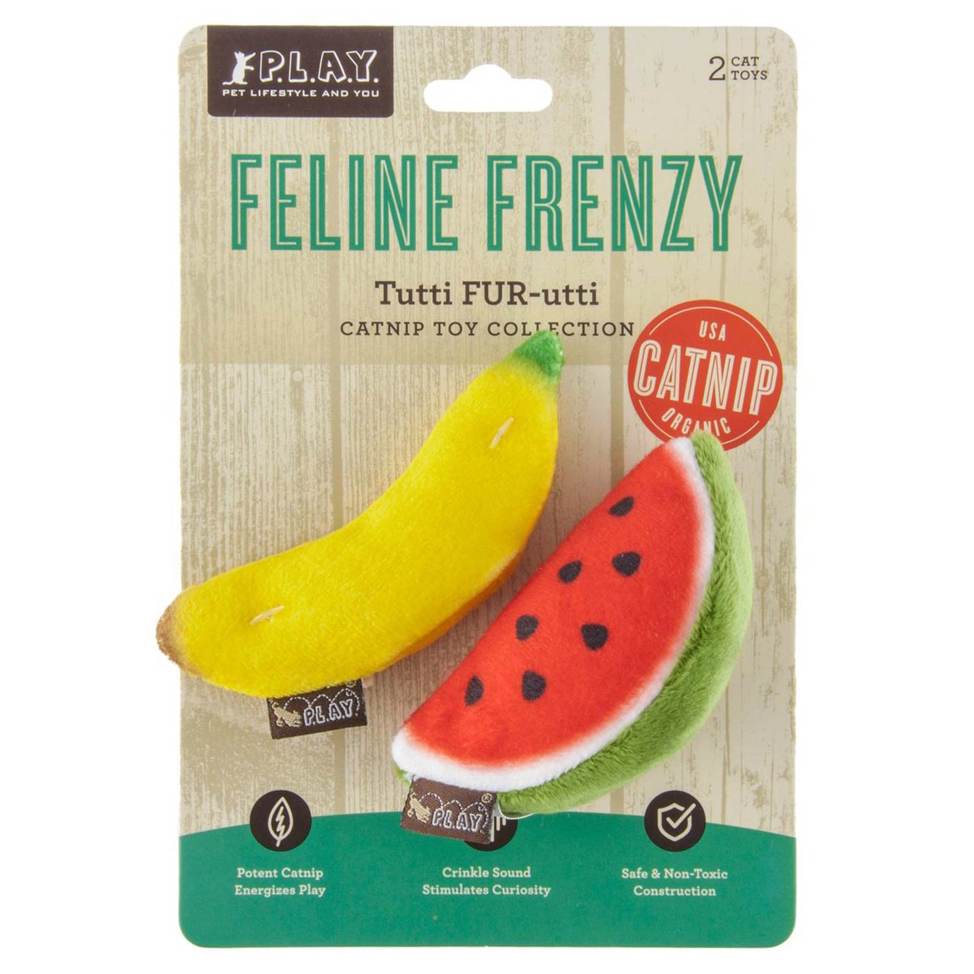 P.L.A.Y Tropical Fruits Cat Toys (2 Pack) - Fun Interactive Catnip Toys for Indoor Cats - Perfect for Playtime, Training & Enrichment