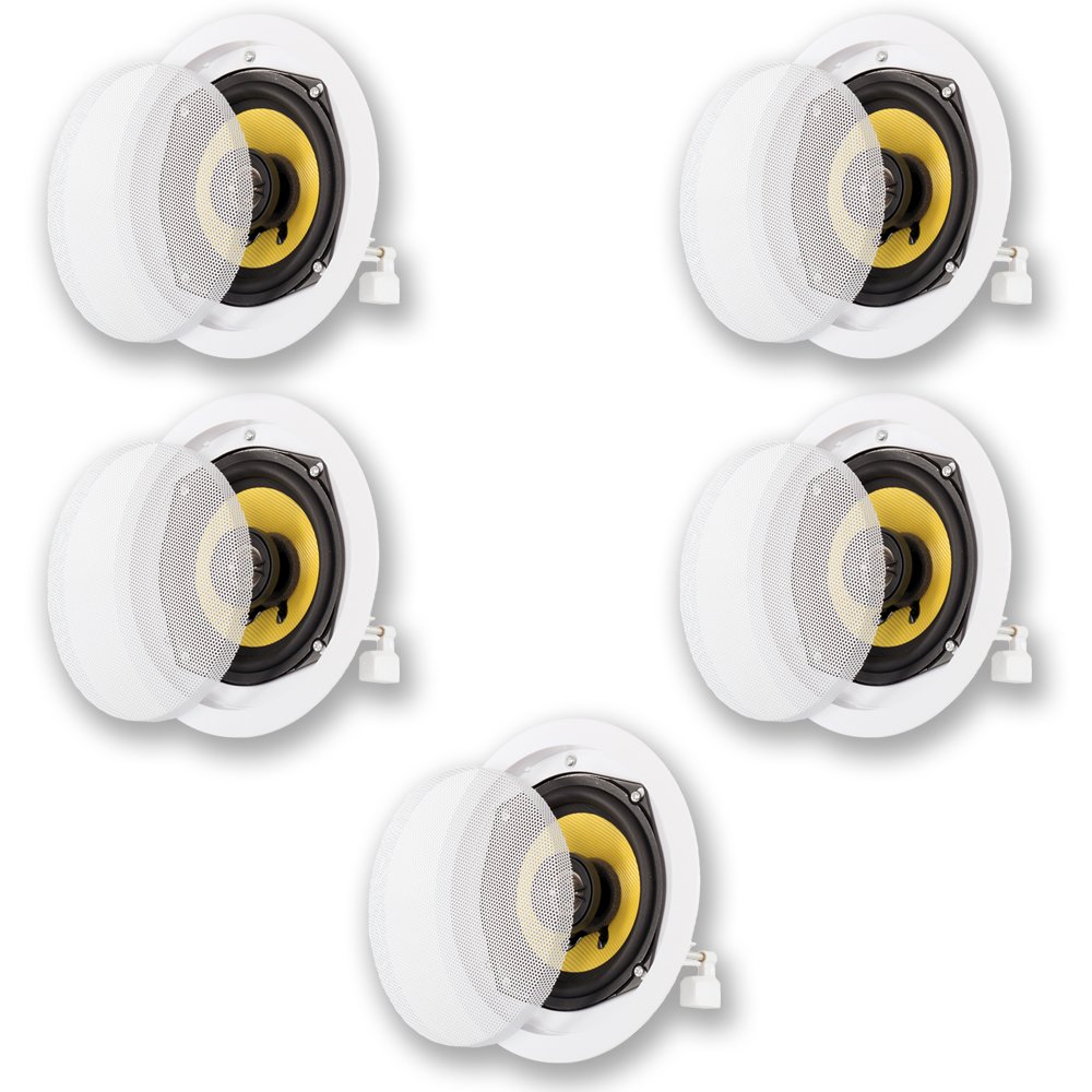 Premium Acoustic Audio HD-5 In-Ceiling Speakers - 5 Speaker Set for Home Theater Surround Sound System | Perfect for Living Room, Bedroom & Basement Audio Setup
