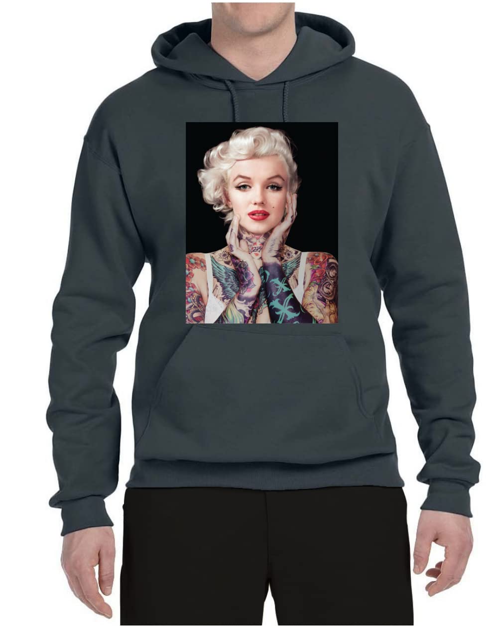Wild Bobby Marilyn Tattoo Black Pop Culture Graphic Hoodie - Unisex Pullover Sweatshirt for Streetwear & Urban Fashion