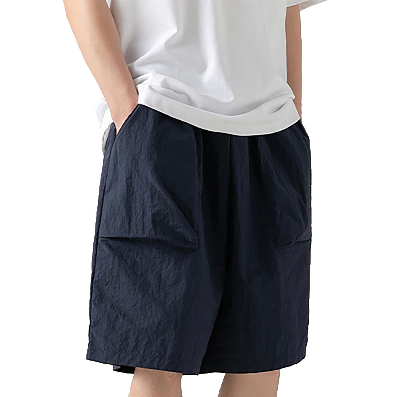 **ETHKIA Men's Summer Casual Shorts - Cotton Elastic Waist Basketball Shorts, Loose Fit Workout & Denim Shorts for Men | Gym, Running, Travel & Everyday Wear**