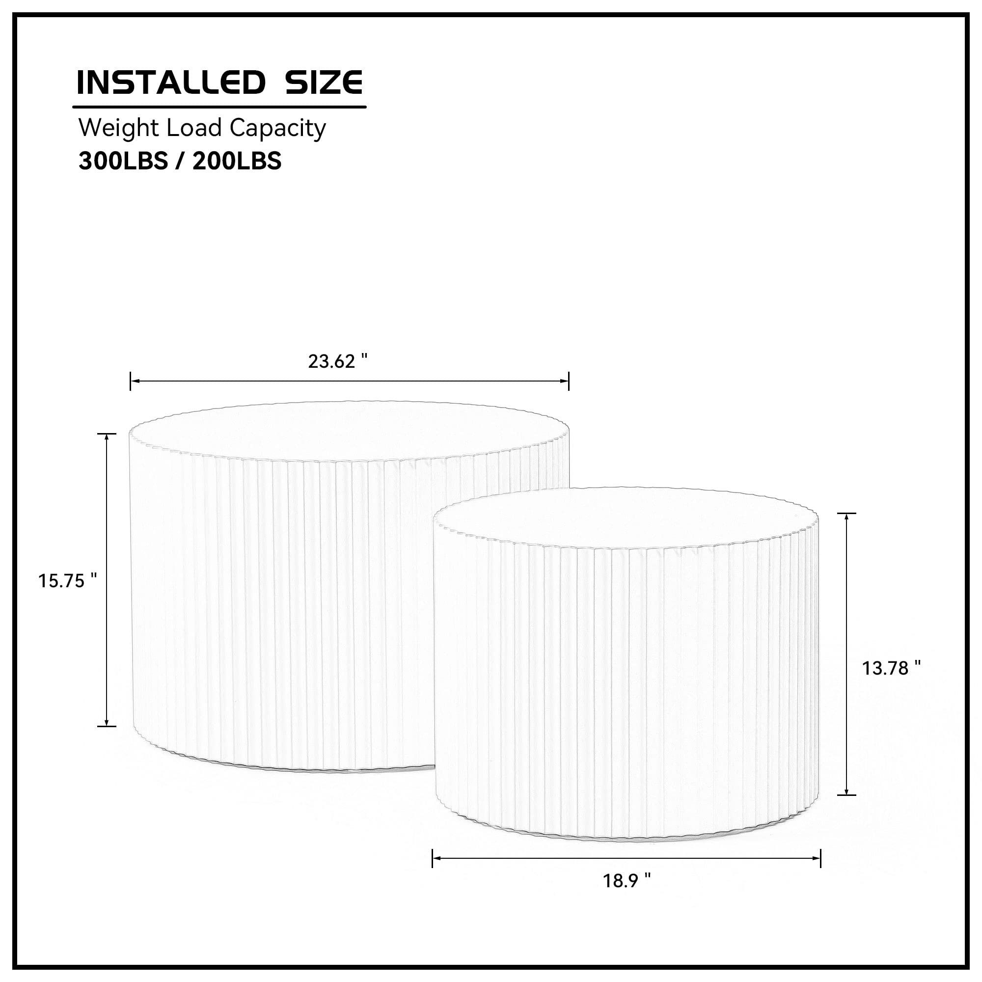 Modern Round Nesting Coffee Table Set of 2 - Handcrafted Wood Drum Side Tables with Embossed Design - White Accent End Tables for Living Room, Bedroom & Office - Perfect for Small Spaces, Coffee Serving & Home Decor