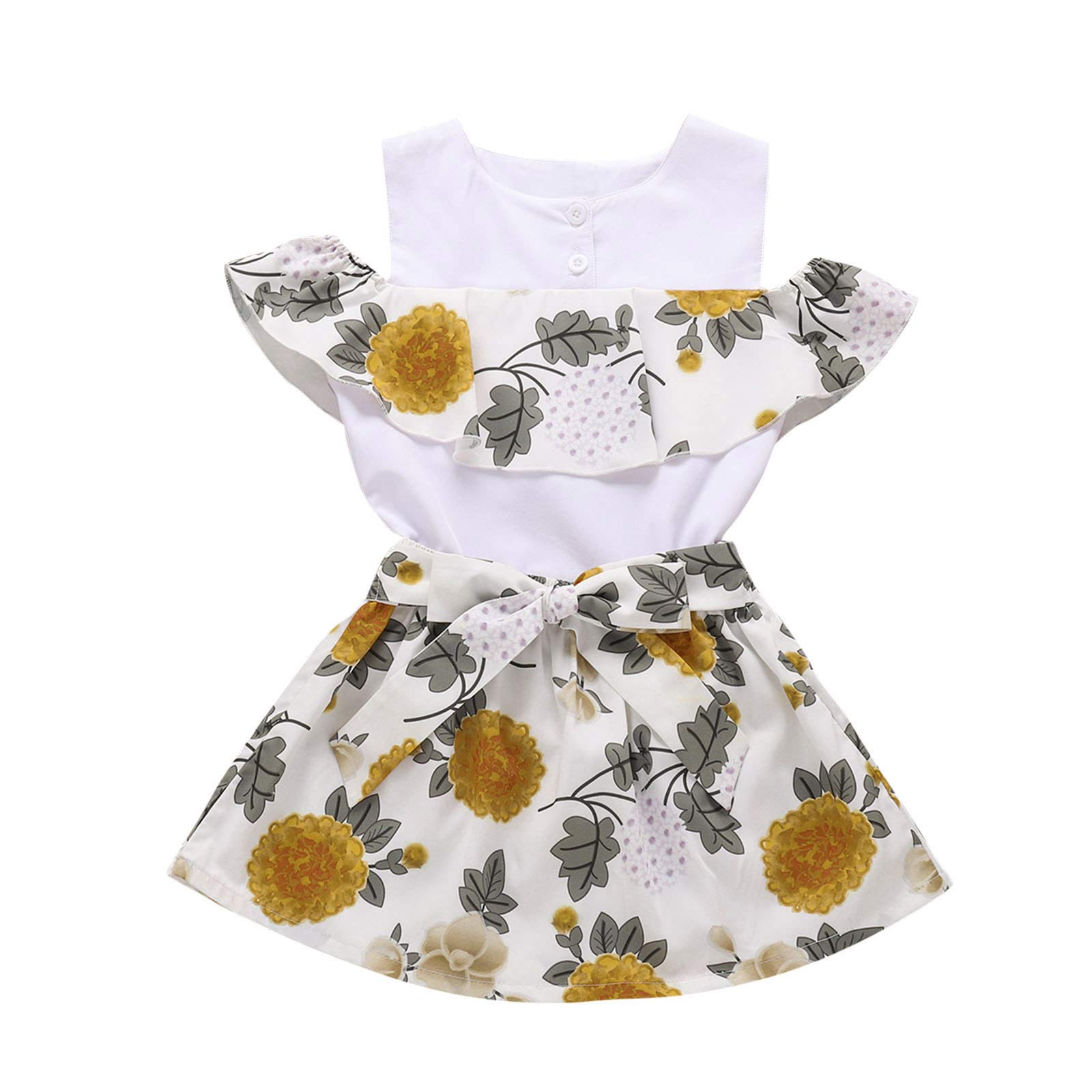 Newborn Baby Girl Floral Ruffled Sleeveless Dress with Bowknot & Non-Slip Socks Set - Cute Toddler Outfit for Special Occasions, Photo Shoots & Playdates