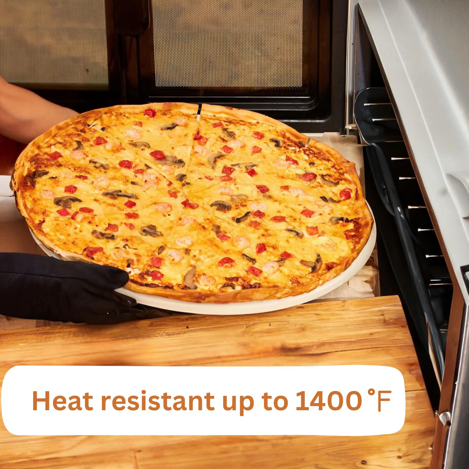 18 Inch Round Pizza Stone for Oven - Durable Ceramic Baking Stone Heat Resistant to 1472°F - Perfect for Homemade Pizza, Bread, Cookies & Baking - Ideal for Wood Fire Ovens, Gas & Electric Stoves