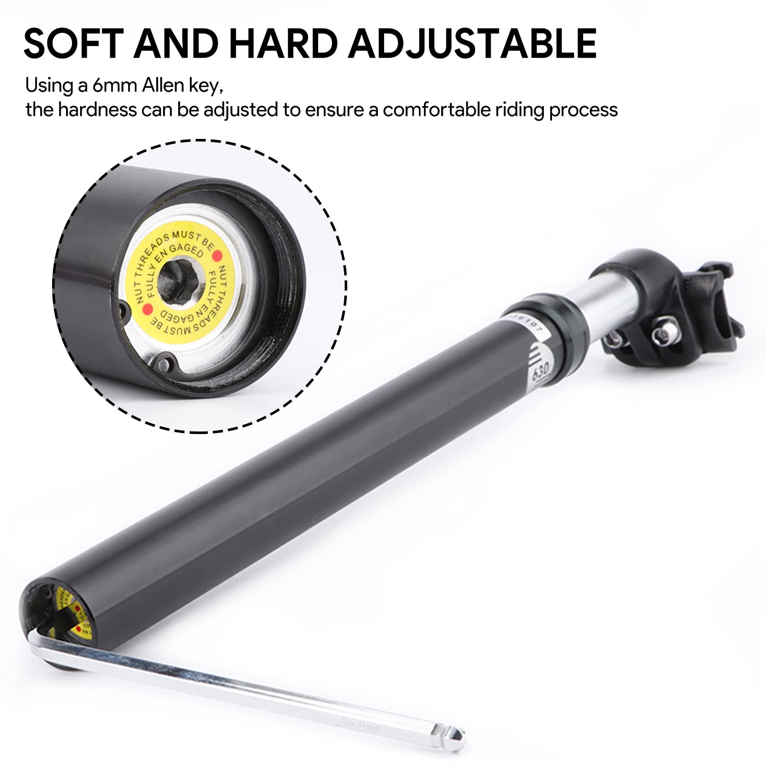 **Tissting 335mm/13.2 Inch Adjustable Aluminum Alloy Bike Shock Absorber Seatpost - Hydraulic Suspension for Mountain, Road & Agent Bikes - Perfect for Off-Road Trails & Long-Distance Cycling**