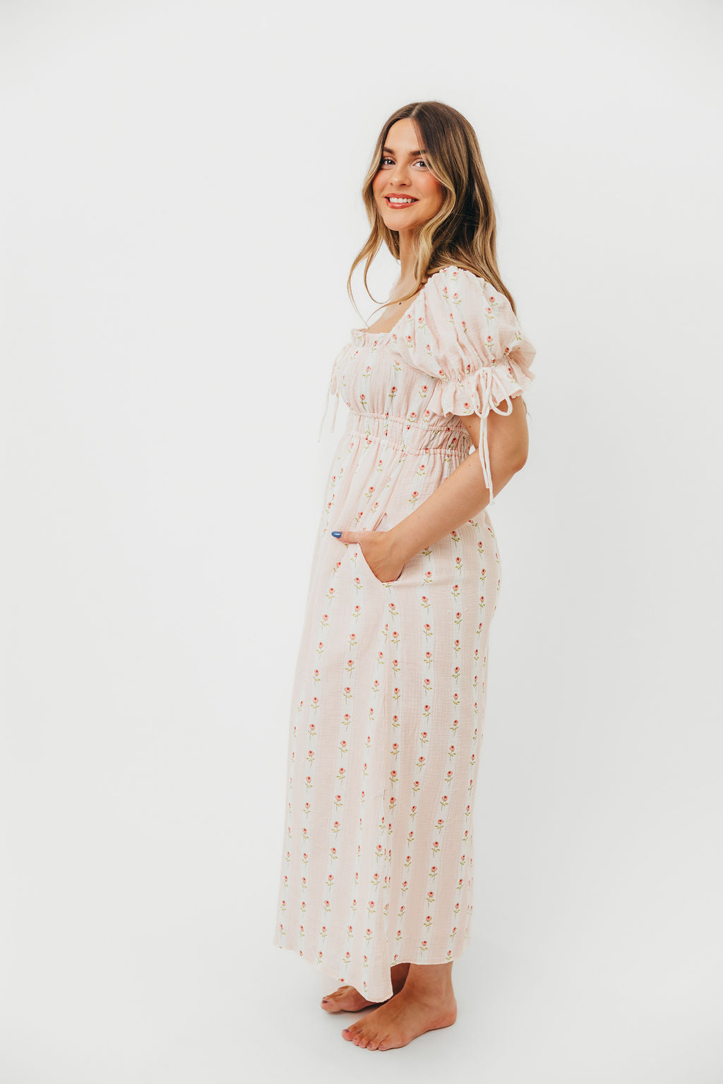 Savanna Steppe 100% Cotton Maternity Dress in Pink Rose - Bump Friendly & Inclusive Sizing (S-XL) - Perfect for Pregnancy, Nursing, and Casual Wear