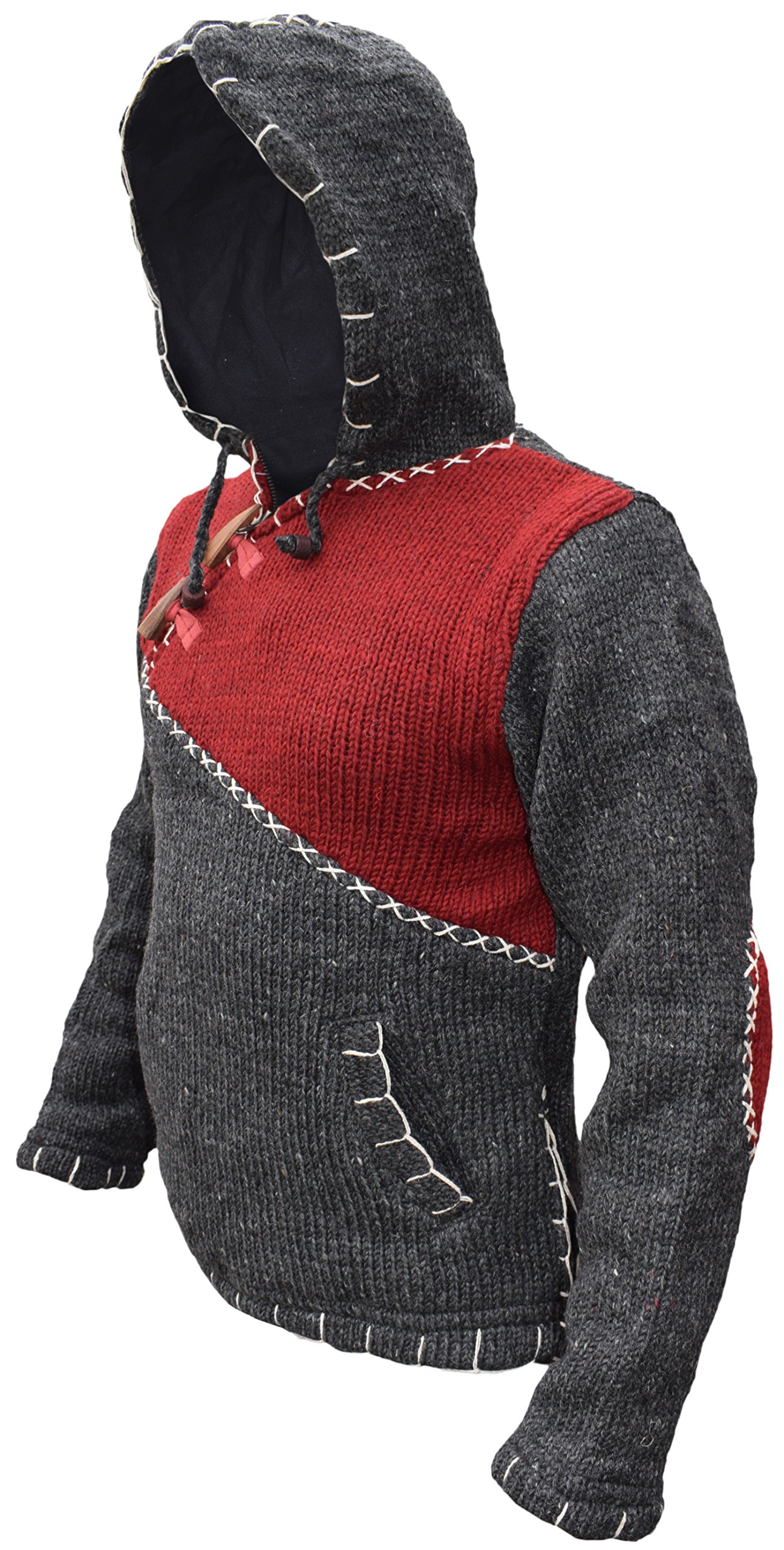 Gheri Cross Zip Natural Woolen Winter Knitted Hoodie Jacket - Warm & Cozy for Festivals, Outdoor Activities & Casual Wear