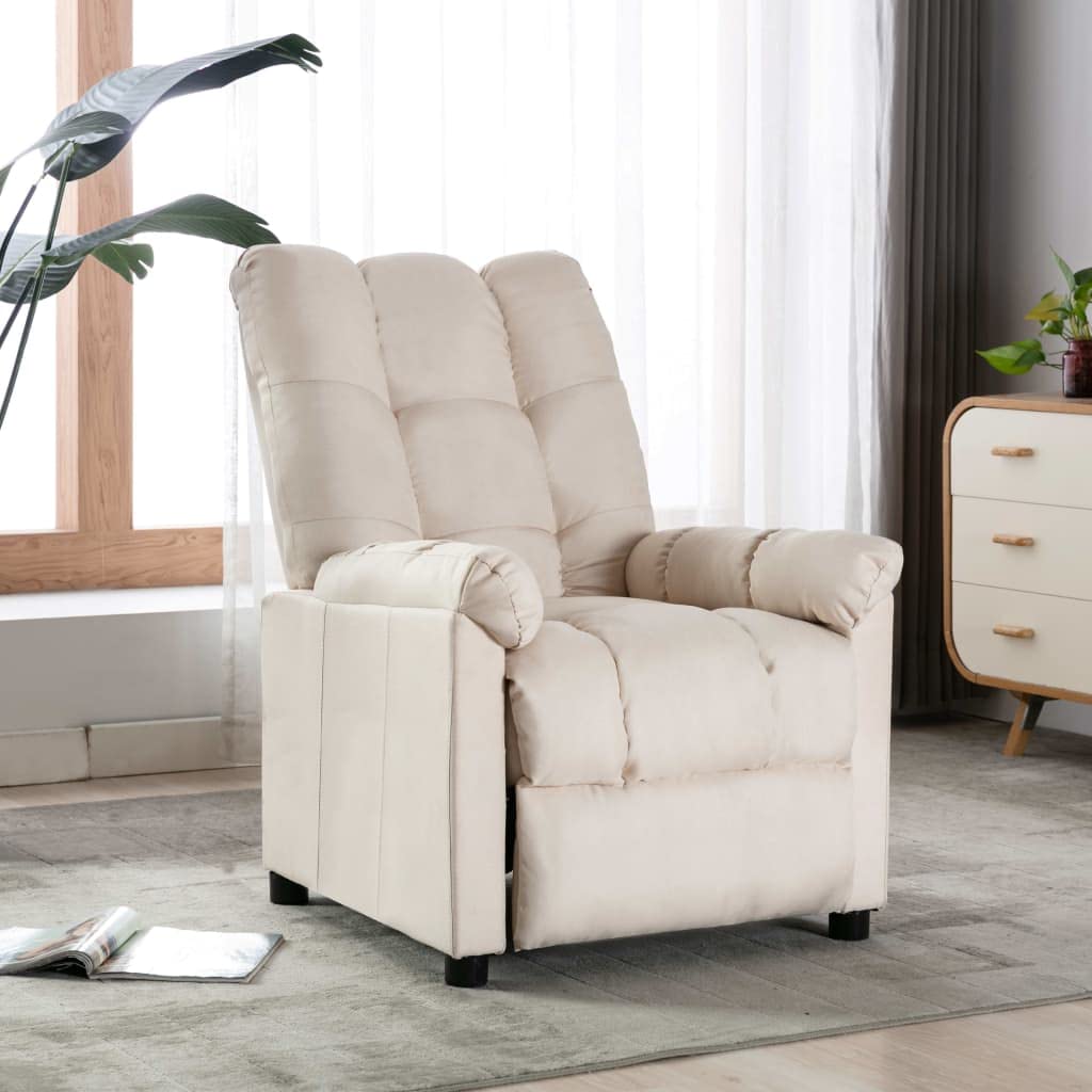 Comfortable Recliner Chair for Living Room - Adjustable Home Theater Seating, Single Recliner Sofa with Padded Seat & Push Back Design - Cream Fabric Armchair for Relaxing, Watching TV & Napping
