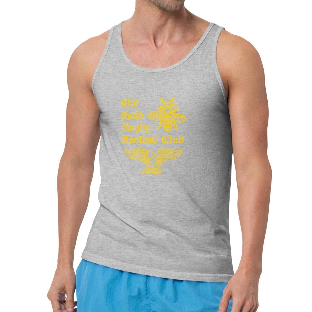 Vintage Gold RFC Social Graphic Tank Top for Men - Casual Summer Wear, Gym, Beach & Outdoor Activities