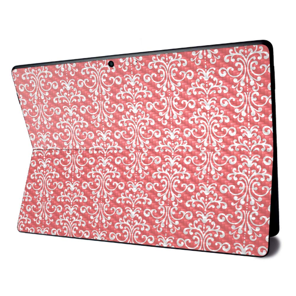 Premium Carbon Fiber Skin for Microsoft Surface Pro X - Coral Damask Design | Textured Protective Cover | Easy to Apply & Remove | Made in USA | Perfect for Work, Travel & Style Protection
