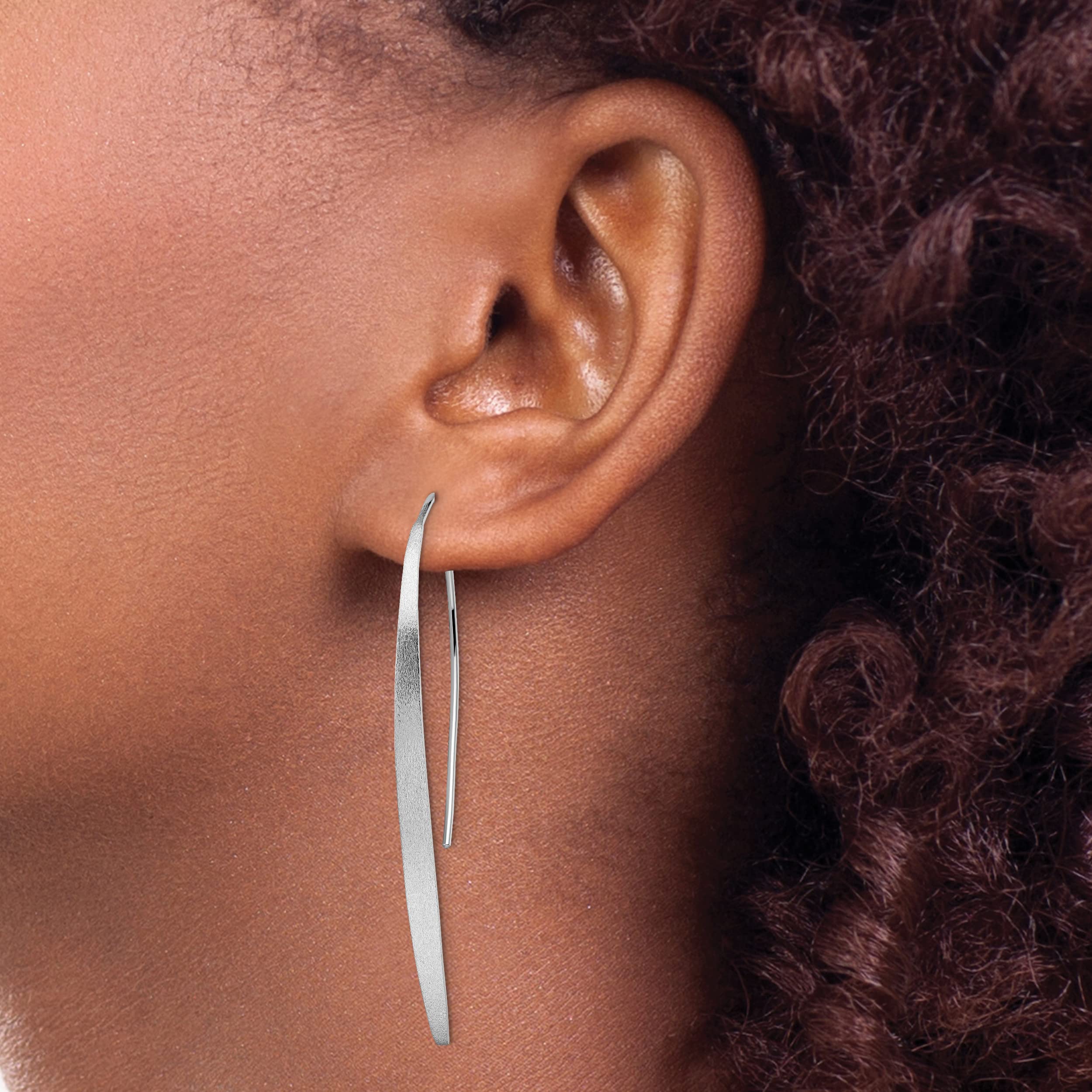 Elegant Sterling Silver Rhodium-Plated Polished & Brushed Earrings for Women | Hypoallergenic Fashion Jewelry for Parties, Weddings & Everyday Wear
