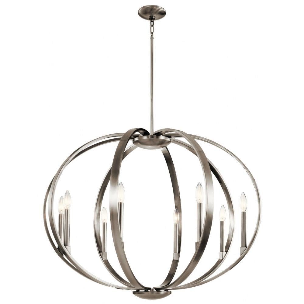 8-Light Contemporary Orb Chandelier - Classic Pewter Finish for Dining Room, Living Room, or Bedroom Lighting