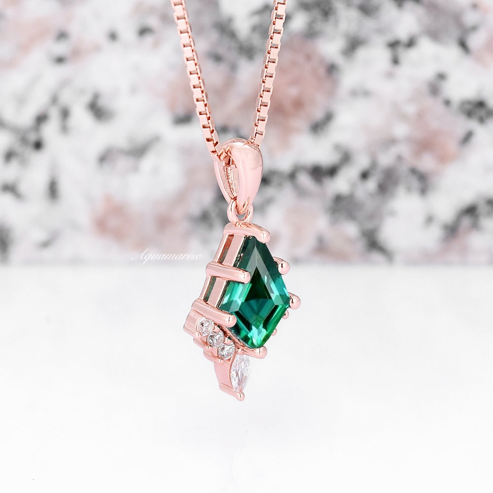 Skye Kite™ 14K Rose Gold Vermeil Emerald Pendant Necklace for Women - Elegant Jewelry Gift for Birthday, Anniversary & Special Occasions
