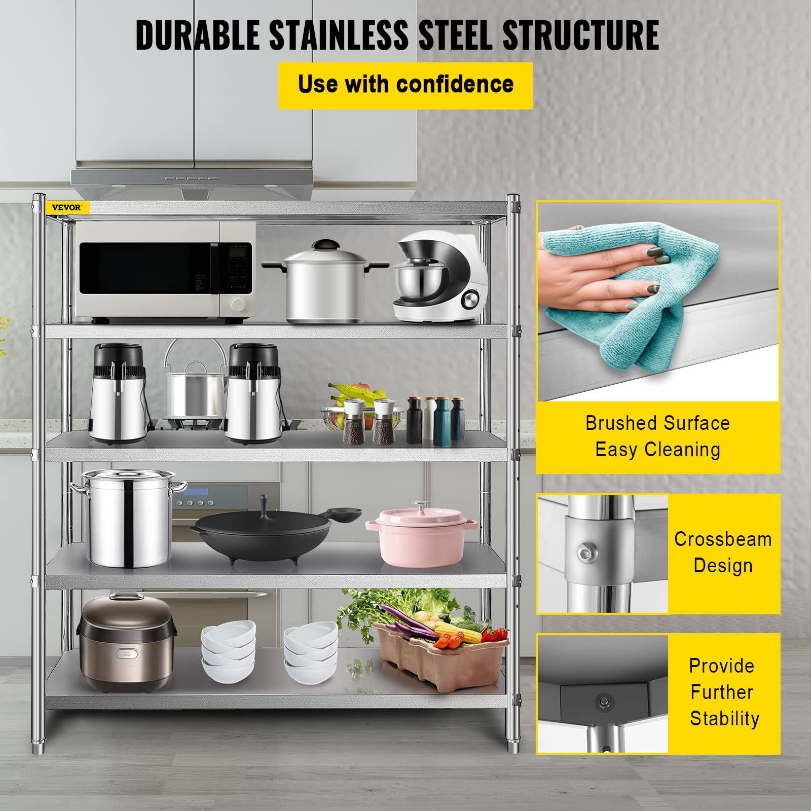 VEVOR 5-Tier Heavy Duty Storage Shelf - 70.9
