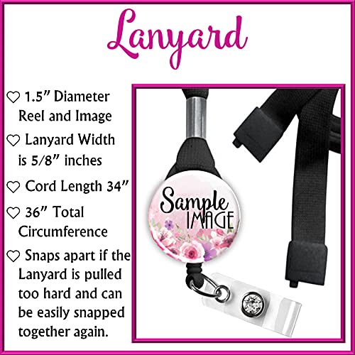 Custom Nurse Badge Holder - Retractable ID Badge Reel with Watercolor Pink Design for Healthcare Professionals - Perfect for Hospitals, Clinics & Nursing Schools - GG4406
