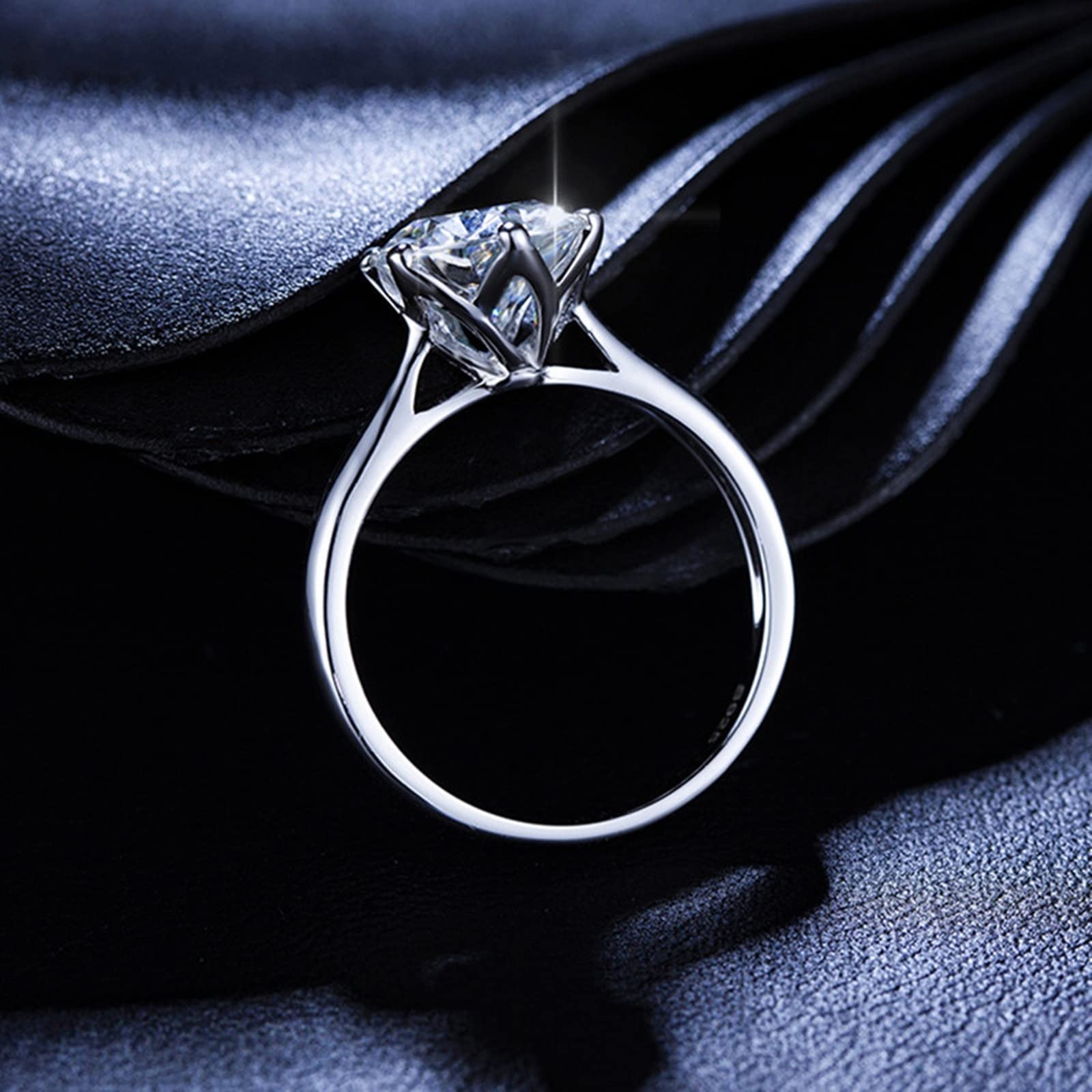 14K White Gold Moissanite Engagement Ring for Women - 1ct Round Cut Six Prong Crown Setting - Perfect for Proposals, Weddings & Anniversaries