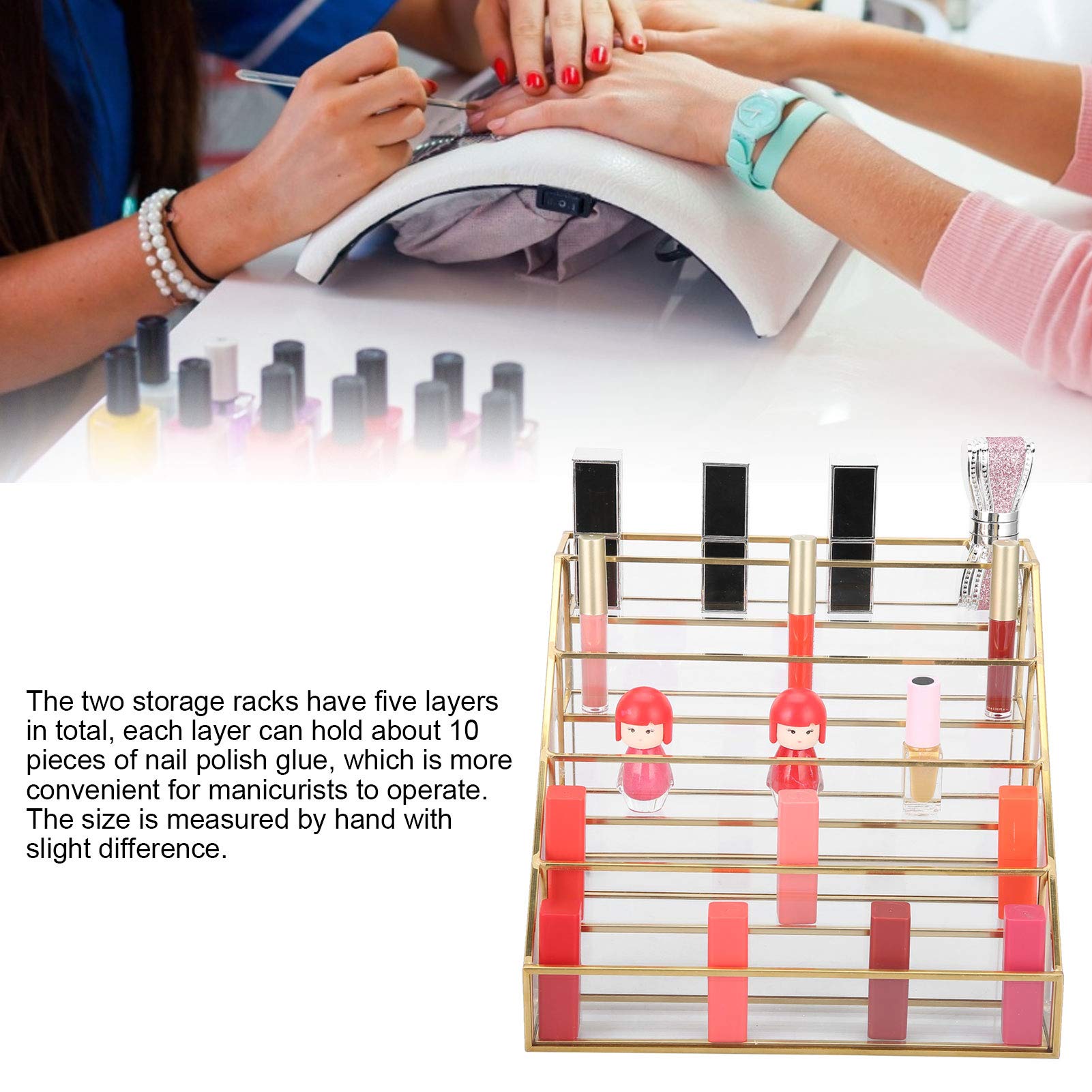 HURRISE 5-Tier Nail Polish Display Rack - Clear Acrylic Nail Polish Organizer for Salon & Home - Multi-Layer Nail Art Storage Shelf for Polish Bottles, Makeup & Cosmetics - Perfect for Salon Display, Home Organization & Professional Nail Technicians