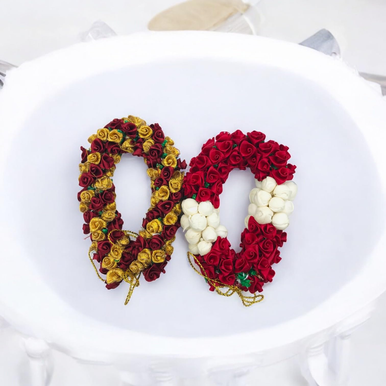 GadinFashion™ Artificial Mogra Flower Hair Jewelry - Pack of 2 Multicolor Floral Hair Accessories for Women | Perfect for Weddings, Parties & Traditional Indian Outfits