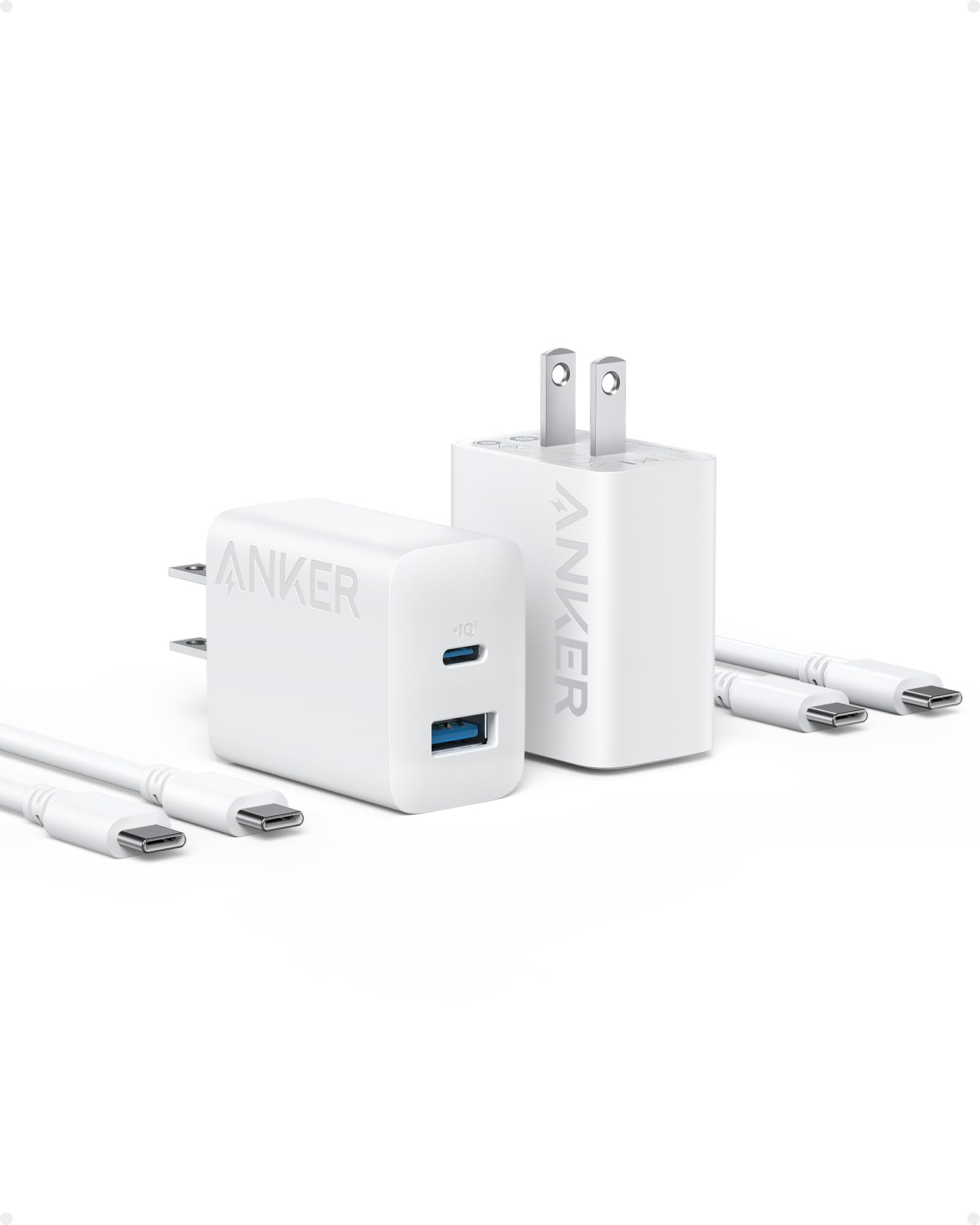 Anker 6ft Lightning Cable 2-Pack with 20W Fast Charger - Durable iPhone Charging Cord for iPhone 14/13/12/11/X/8 & More - Perfect for Home, Office, Travel & Car Charging
