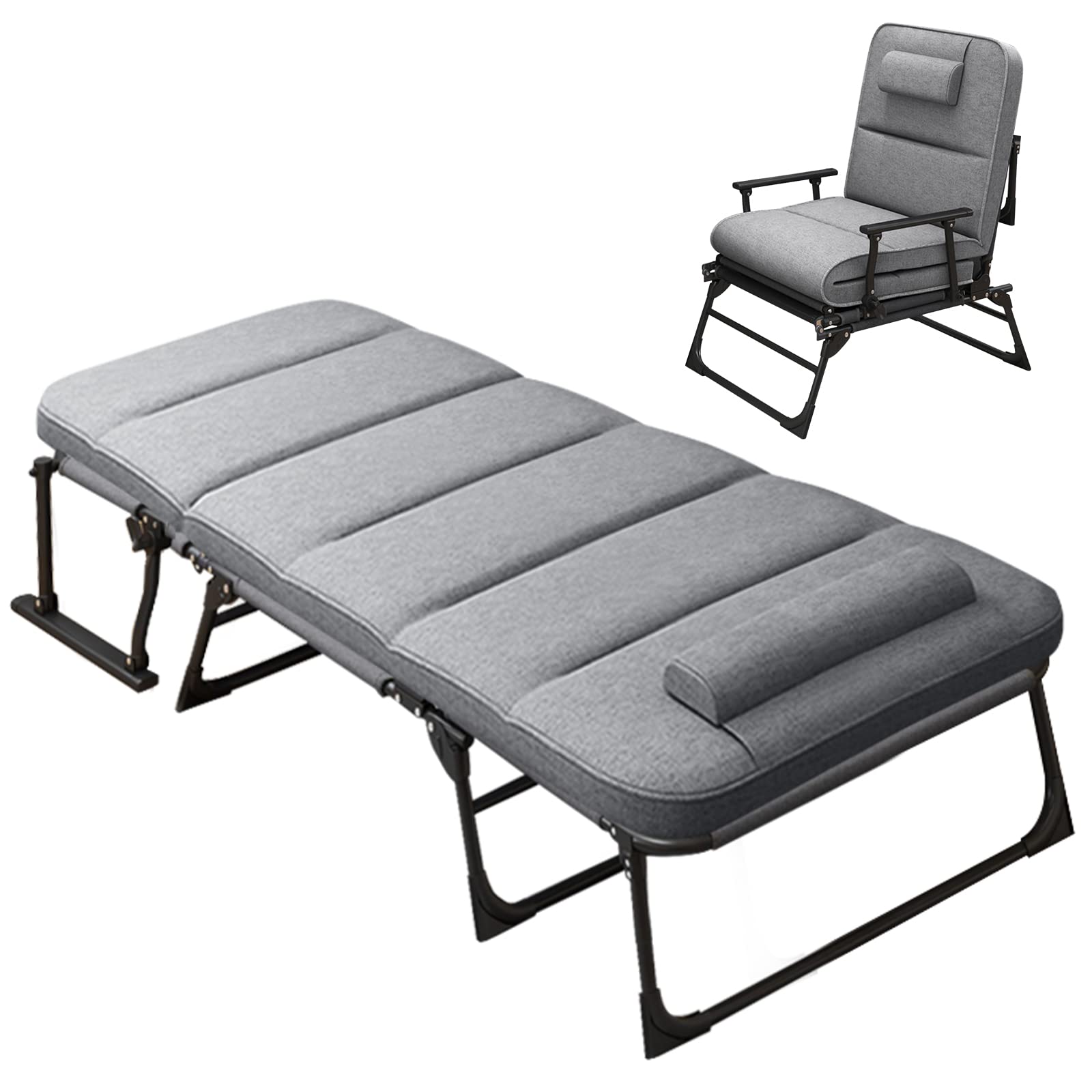 MOPHOTO Folding Bed Cot with Mattress - Portable Foldable Guest Bed for Adults, Camping, Travel & Office Use - Compact Fold Up Bed Frame for Indoor & Outdoor Sleeping
