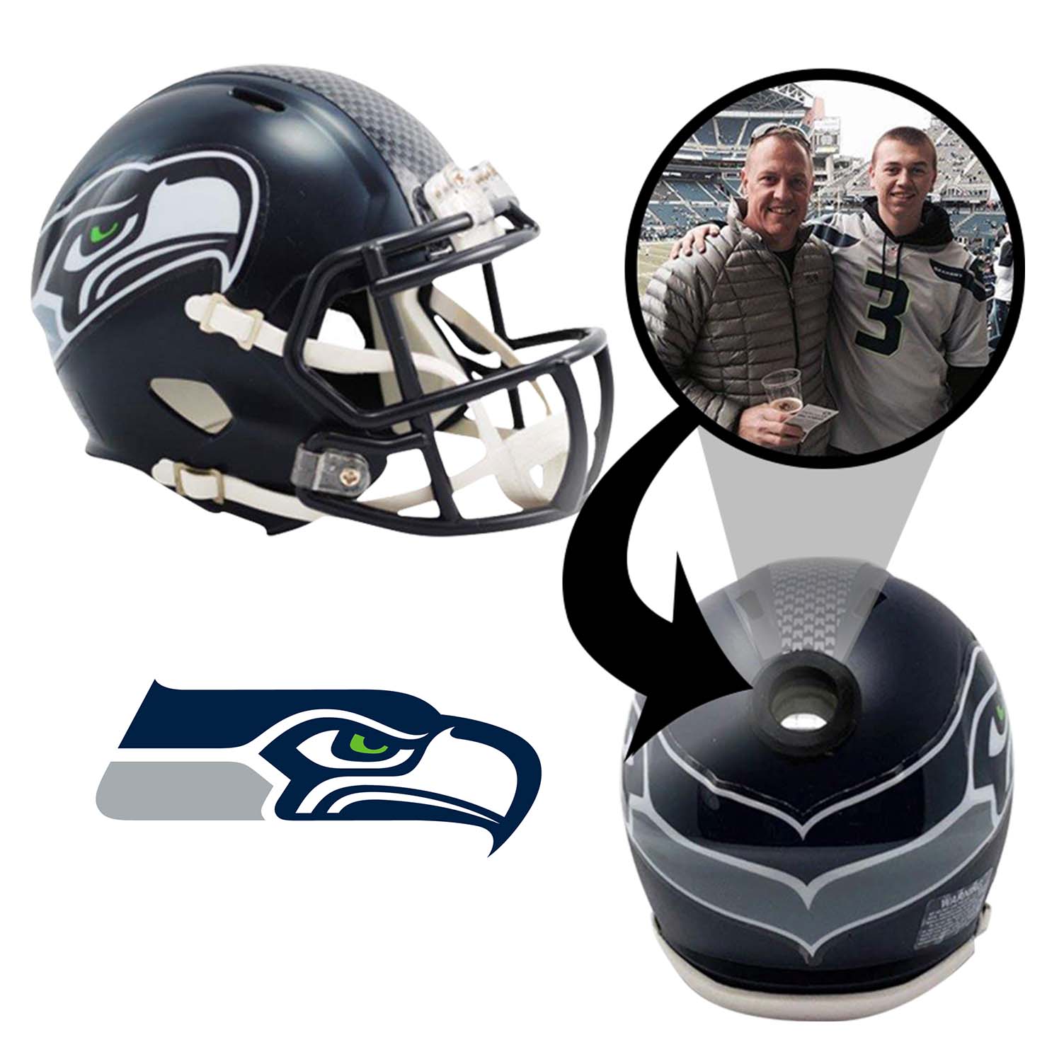 Seattle Seahawks NFL Mini Helmet with Display Stand - Collectible Football Memorabilia for Fans, Office & Man Cave Decor