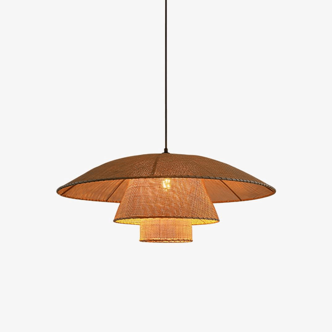 Handwoven Rattan Pendant Lamp - Natural Boho Ceiling Light Fixture for Living Room, Bedroom, or Patio Decor