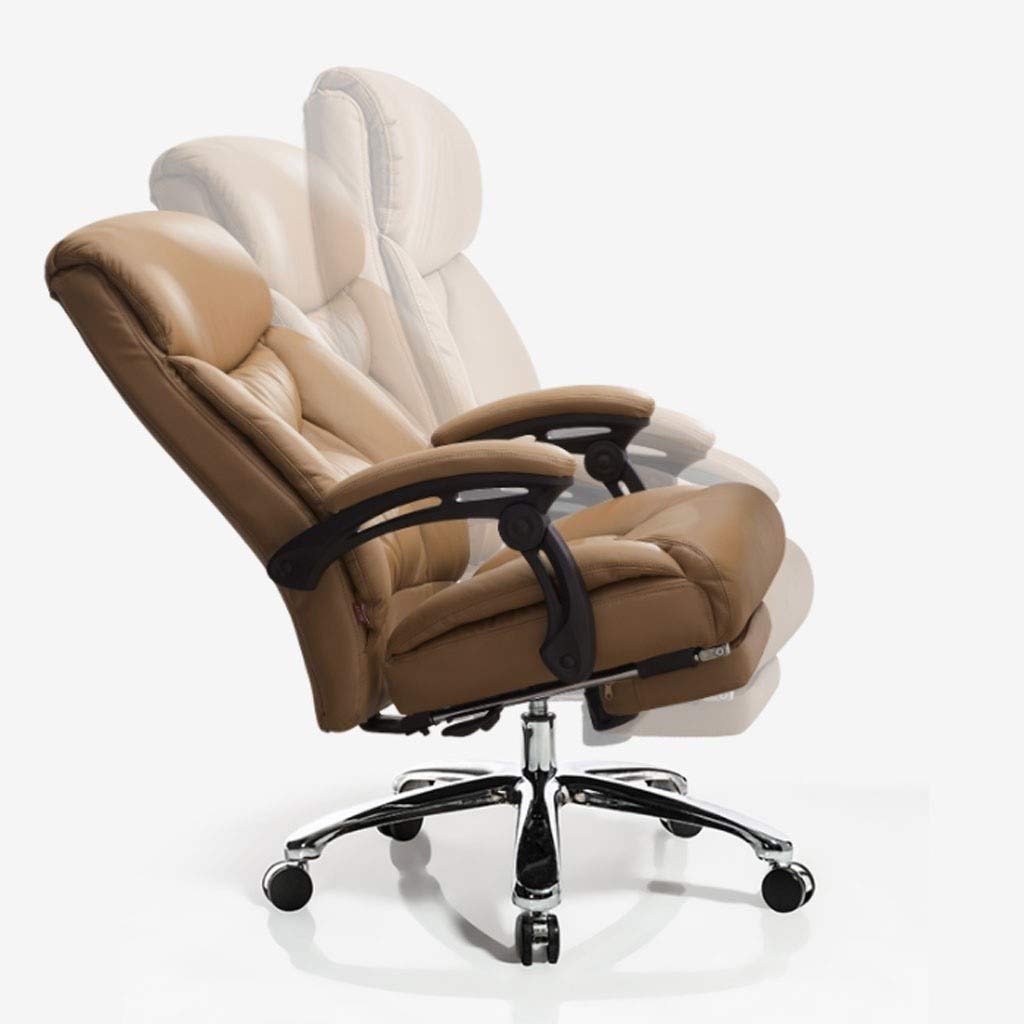 FMOGE Ergonomic Office Desk Chair - Adjustable Executive Chair with Footrest, Reclining Computer Chair for Home & Office - Faux Leather (Black, Cowhide Pattern) - Perfect for Long Work Sessions & Gaming
