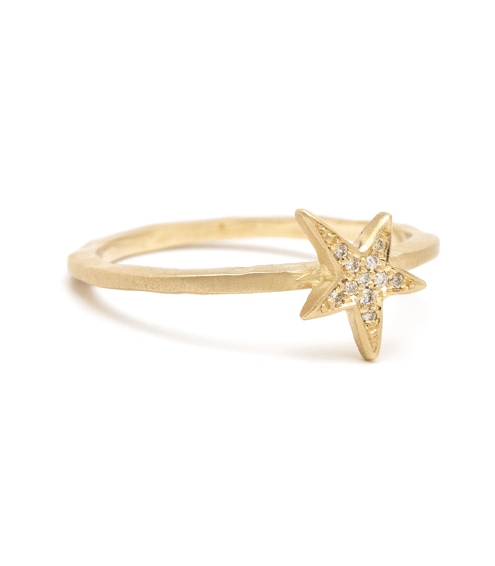14K Gold Blackened Twinkling Star Pave Diamond Stacking Ring for Women - Elegant Layered Jewelry for Everyday Wear, Date Night & Special Occasions