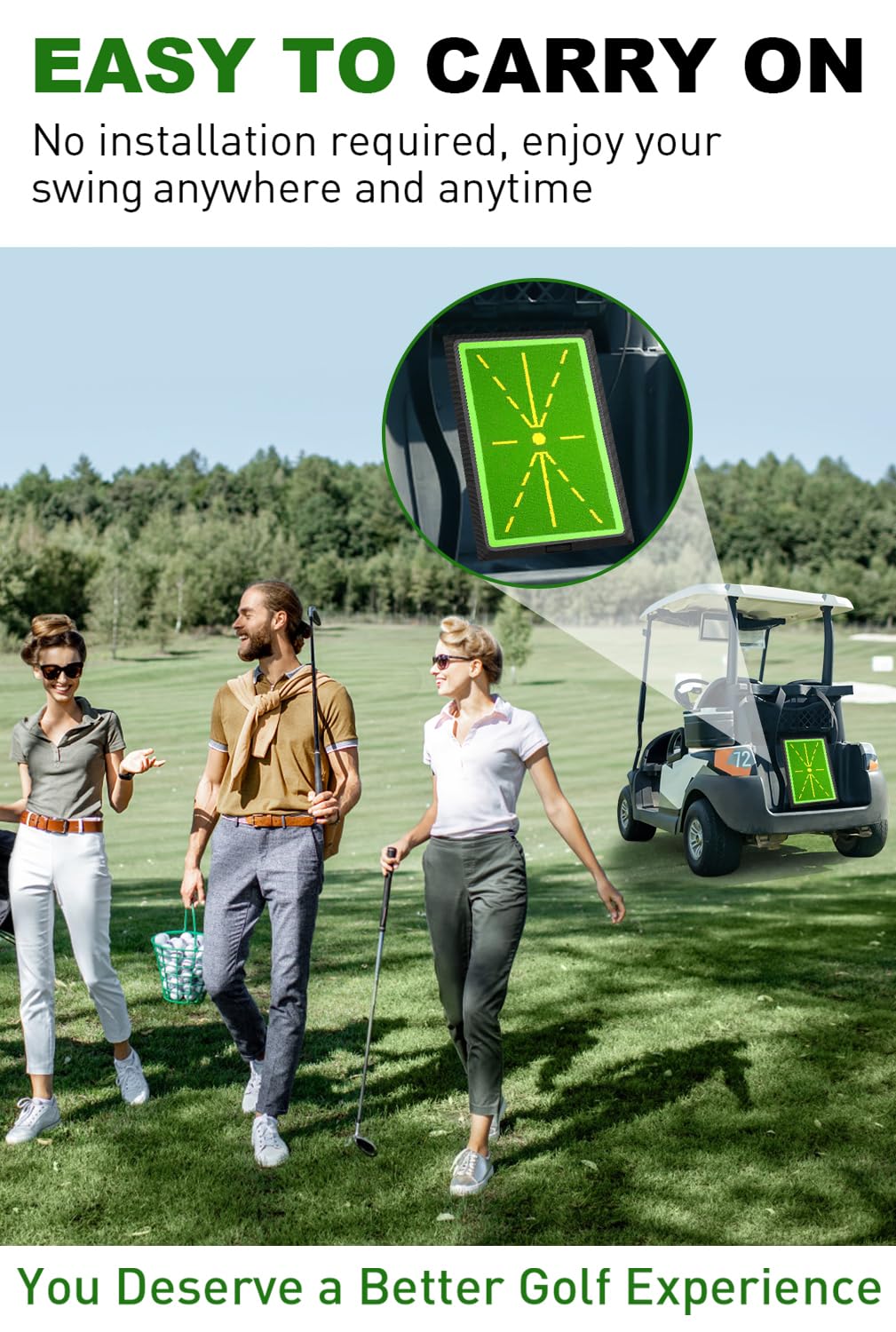 Premium Golf Swing Trainer & Practice Mat - Portable Golf Training Aid for Indoor & Outdoor Use | Improve Swing Mechanics & Accuracy | Perfect for Backyard, Driving Range & Home Practice (Green)