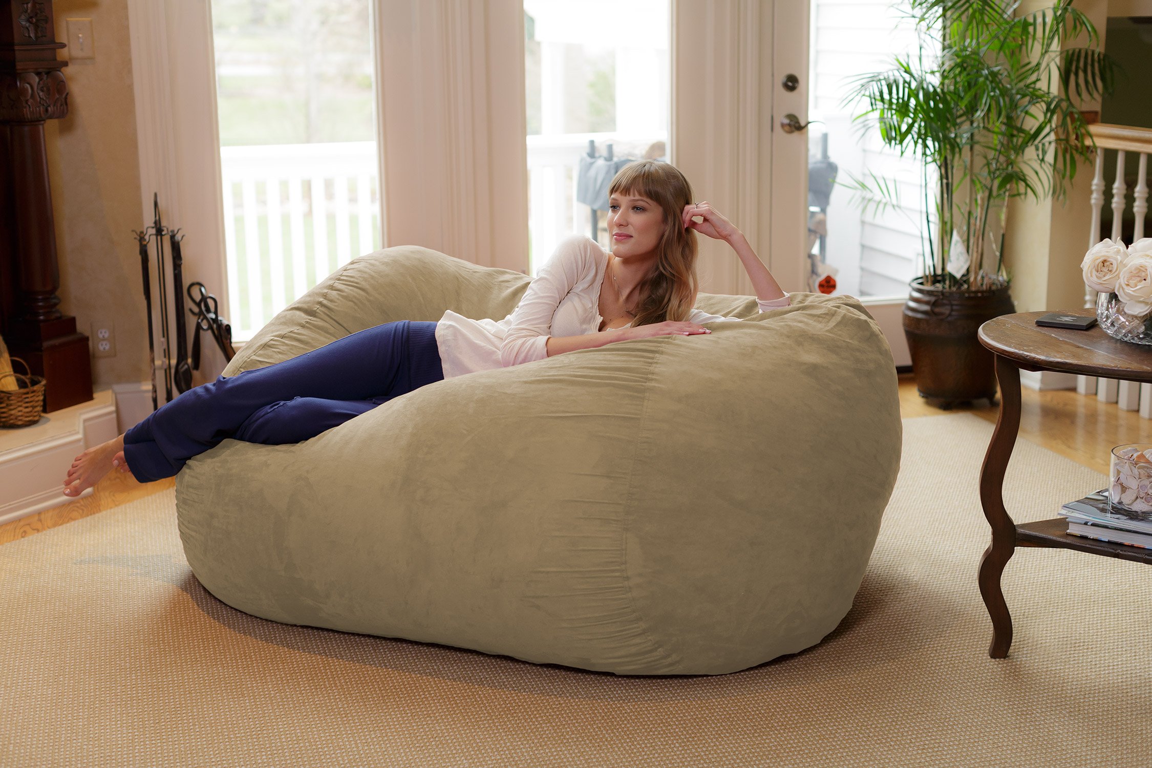 Chill Sack 6' Memory Foam Bean Bag Chair - Oversized Lounger with Soft Microfiber Cover (Camel) - Perfect for Living Rooms, Game Rooms & Dorm Relaxation