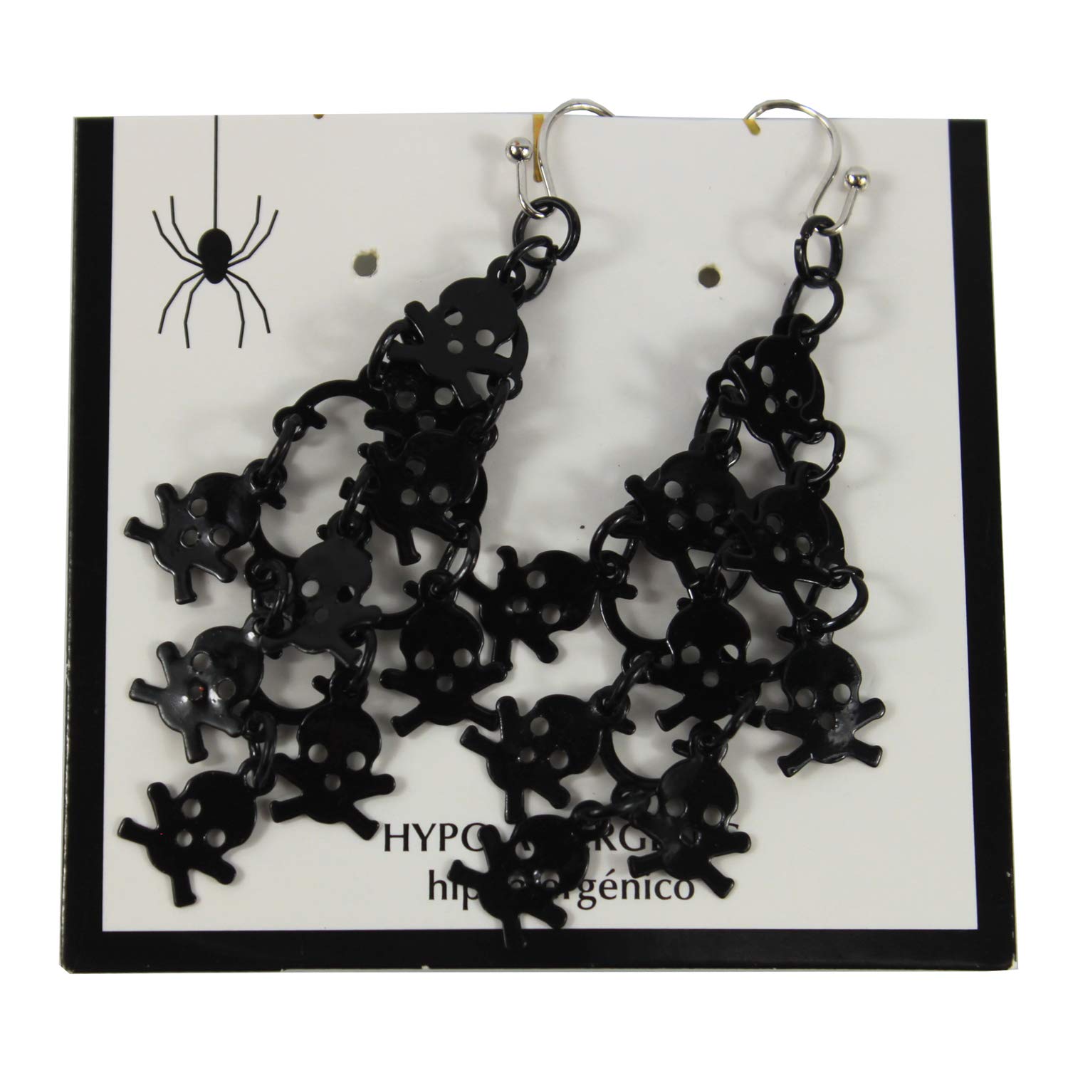 Black Skull and Crossbones French Hook Earrings for Women - Gothic Punk Jewelry for Halloween, Costume Parties & Everyday Wear