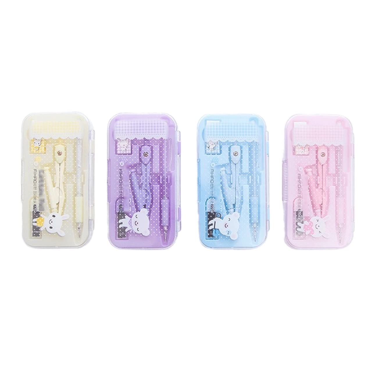 Premium Drawing Compass Set with Storage Box - 4-Piece Geometry Kit for School & Office | Includes Ruler, Protractor & Math Tools | Perfect for Students, Engineers & Artists (Color Option A)