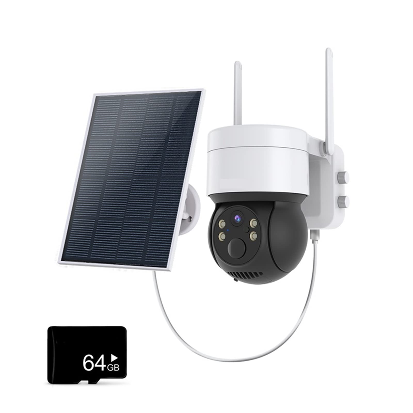 Solar Security Camera 1080P WiFi IP - Outdoor Night Vision with 64GB for Home & Garden