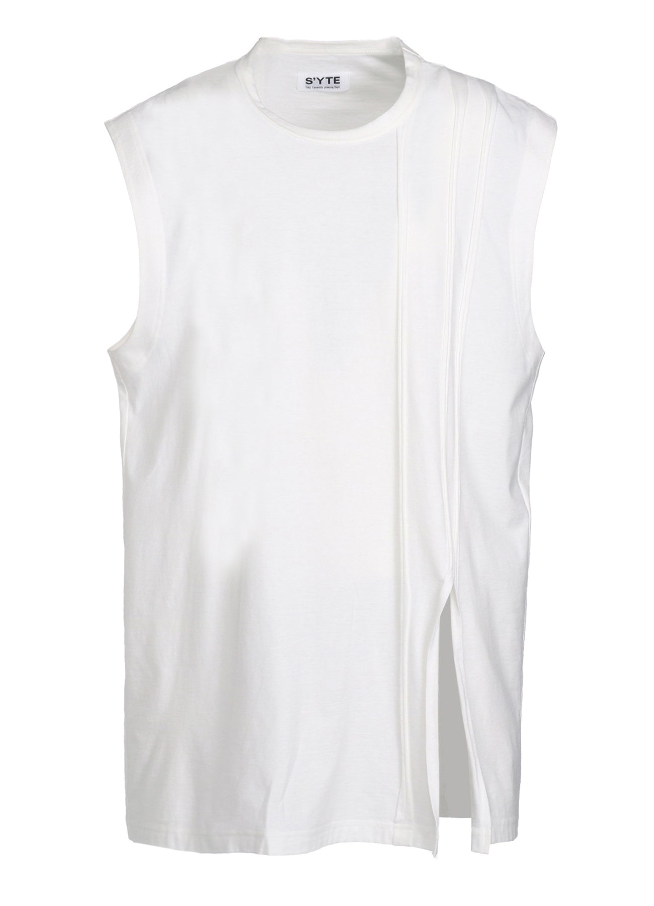 Soft Cotton Jersey Vertically Grafted Sleeveless Top with Side Slit - Breathable Summer Tank for Women | Casual Wear, Beach Outfit & Layering Staple