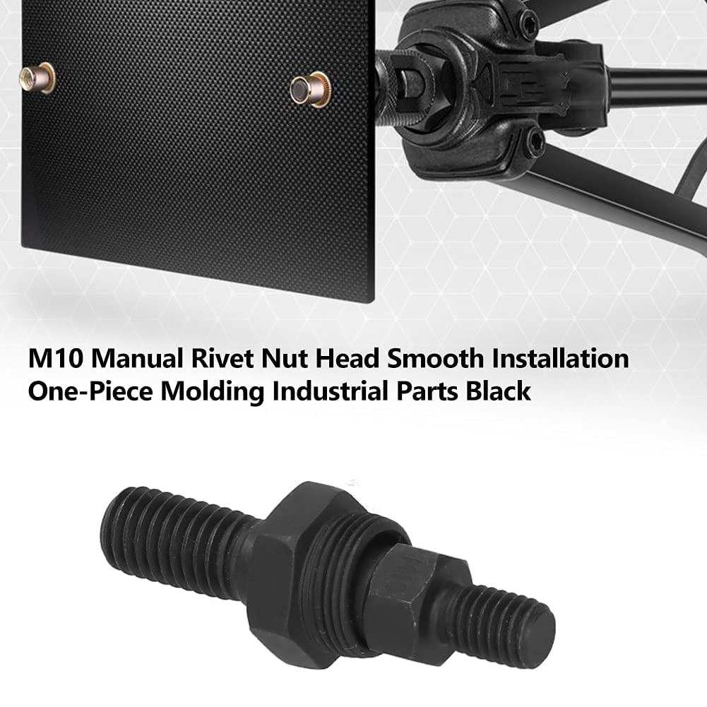 M10 Rivet Nut Gun Tip - 1 Piece Mandrel & Nose Piece Replacement for Manual Rivet Nut Tool | Durable Black Industrial Spare Part | Perfect for Metal Fabrication, Automotive Repair & DIY Projects