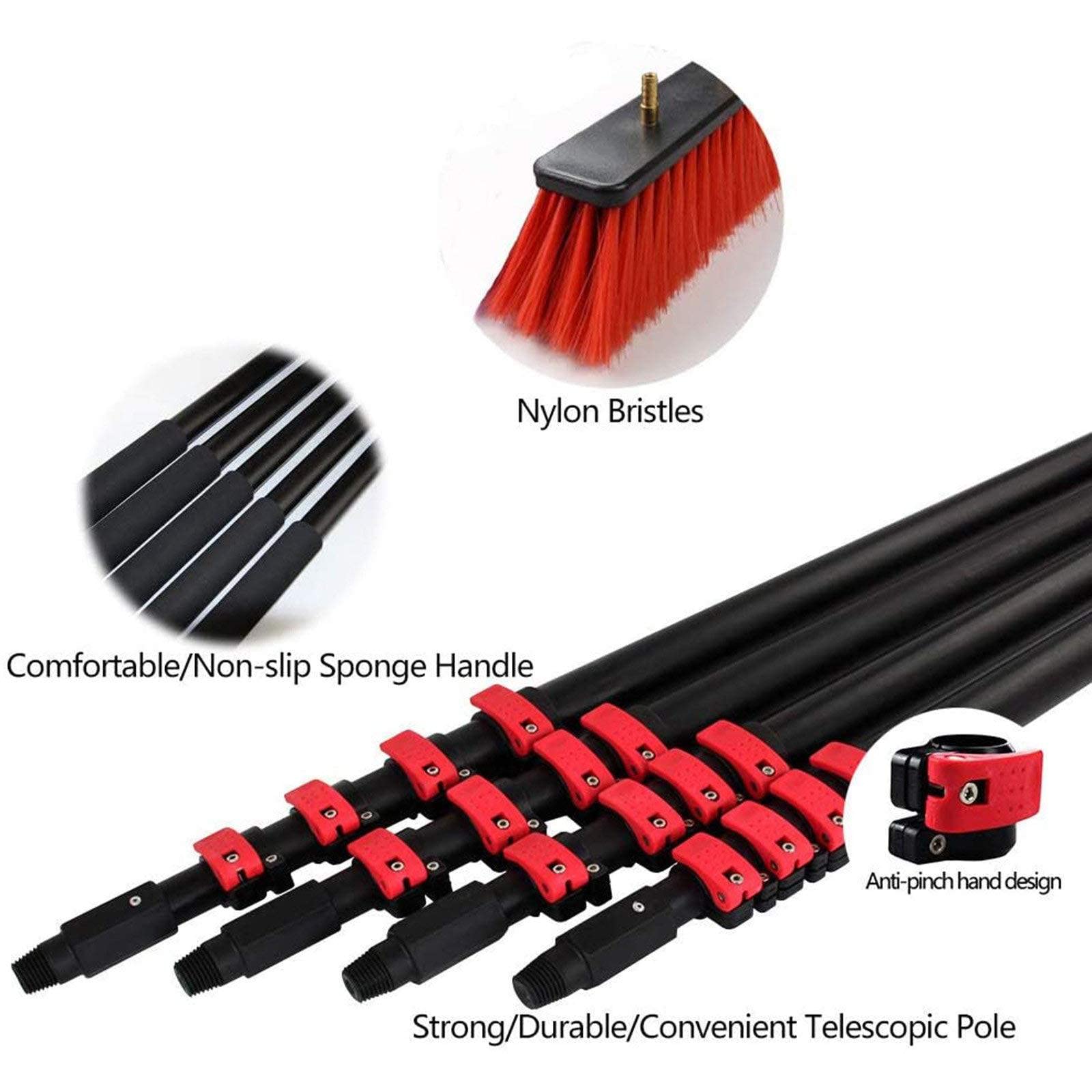 **Water Fed Pole Window Cleaning Kit - Telescopic Extension Pole (3.6-10.8M/12-36FT) with Brush & Washer Wand - Perfect for High-Rise Windows, Balconies, and Hard-to-Reach Glass Surfaces**