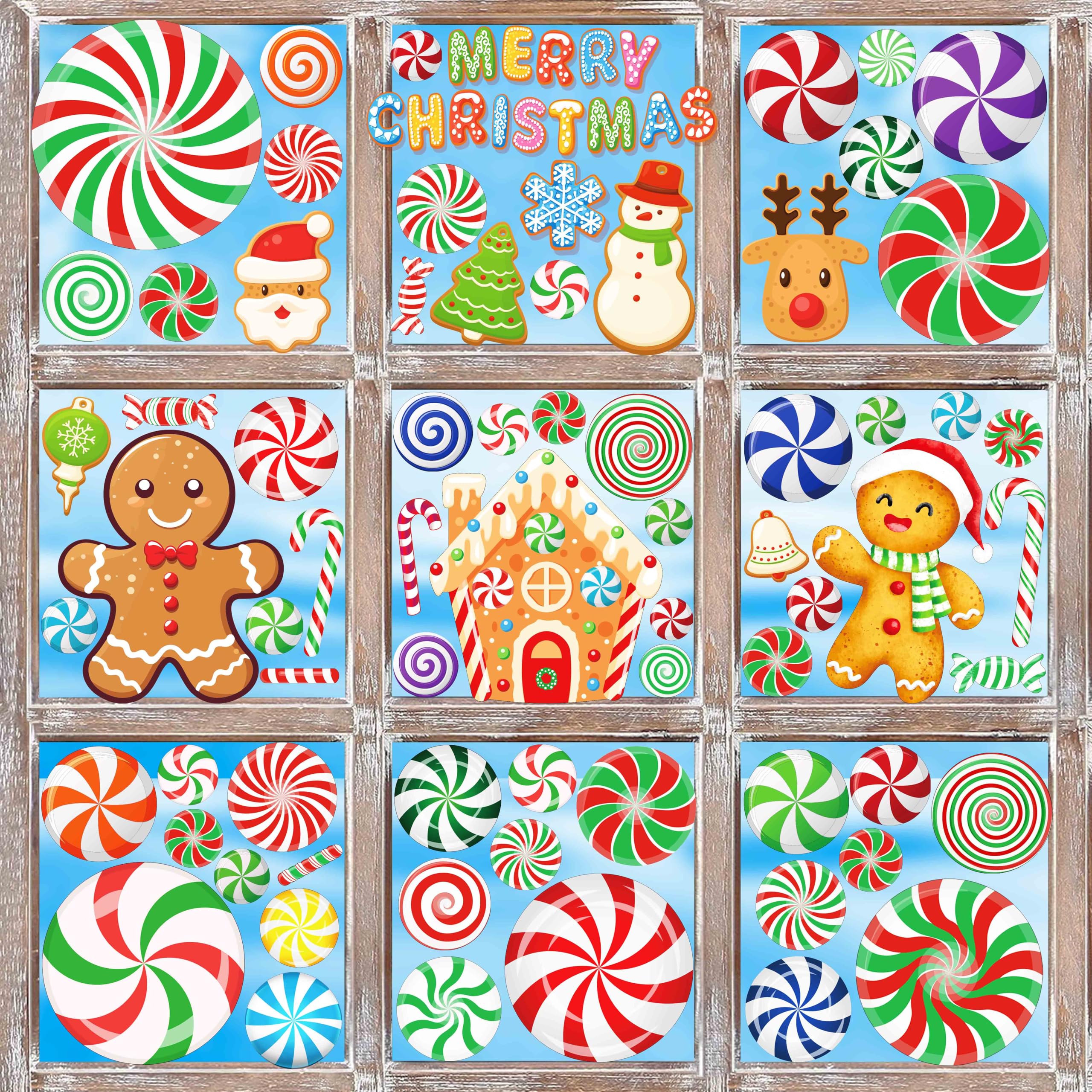 Festive Christmas Candy Cane Window Clings - Holiday Window Stickers & Decals for Home, School, Office Decor (Set of 24) - Perfect for Glass Doors, Windows, Classrooms & Holiday Party Decorations