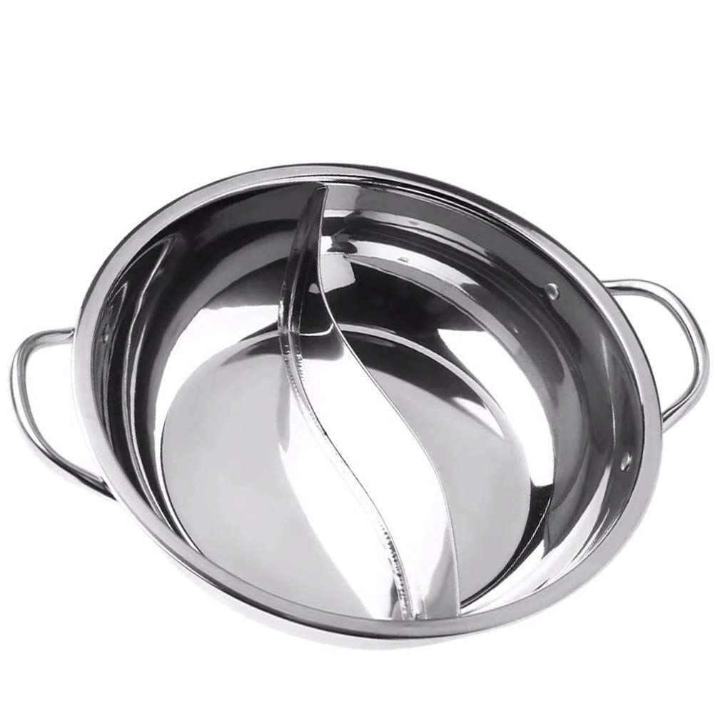 Premium Hemoton Dual Hot Pot - 1pc Stainless Steel Shabu Pot with Divider for Two Flavors - Induction & Gas Stove Compatible Cookware - Perfect for Family Dinners, Hot Pot Parties & Asian Cuisine Cooking