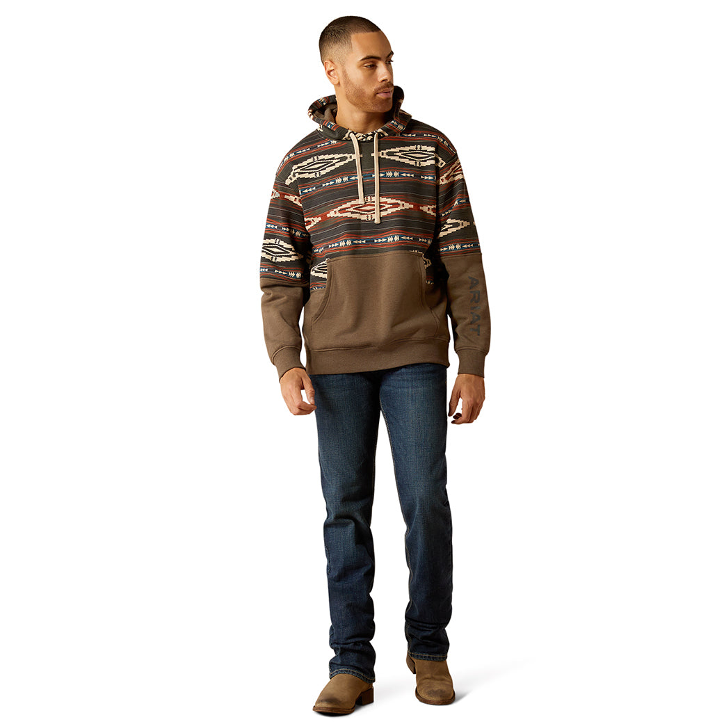 Ariat Men's Color Block Hoodie - Lightweight Pullover Sweatshirt for Casual Wear & Outdoor Activities | Gym, Hiking, Running