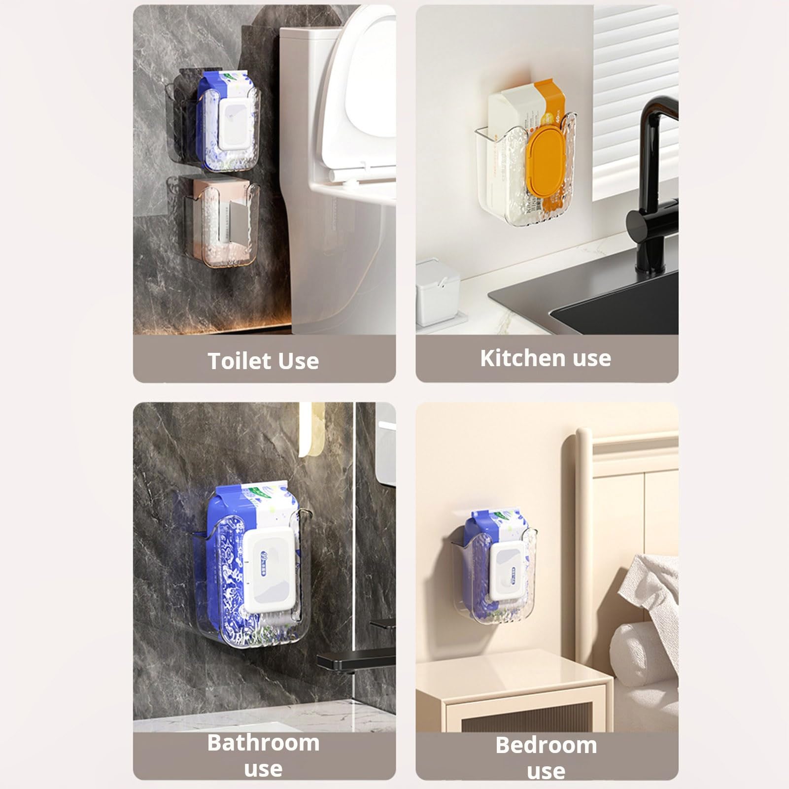2 Pack Clear Wipes Dispenser - Refillable Wall Mounted Tissue Box Holder for Kitchen & Bathroom | Perfect for Countertop, Vanity, Pantry Organization & Home Storage