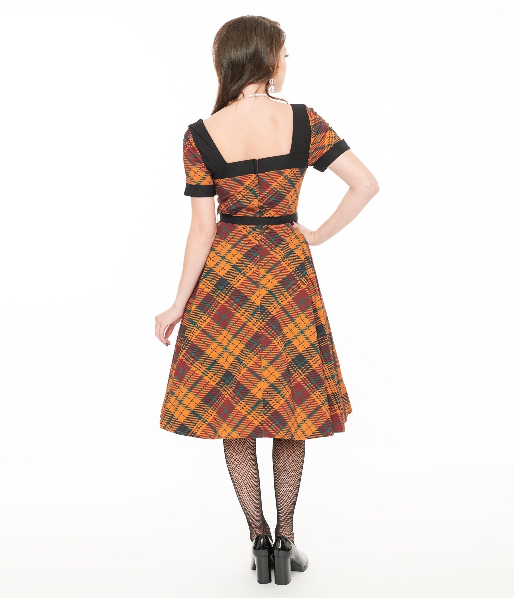Vintage 1950s Mustard Yellow & Burgundy Plaid Swing Dress - Retro A-Line Cocktail Dress for Women | Perfect for Parties, Weddings & Special Occasions