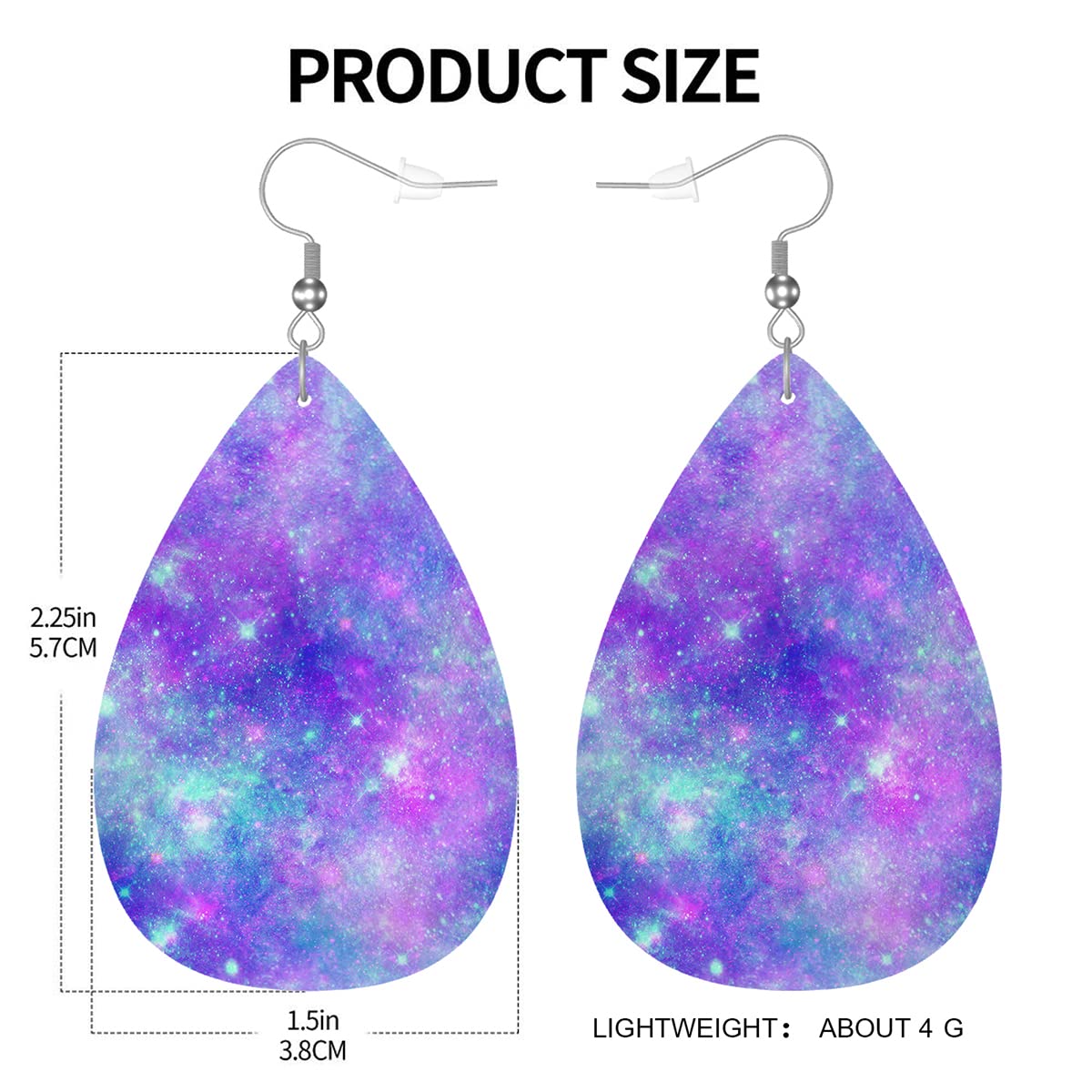 Zokola Galaxy Universe Faux Leather Earrings for Women - Fantasy Nebula Starry Sky Teardrop Dangle Earrings Jewelry | Perfect for Cosplay, Rave Parties & Boho Fashion Accessories