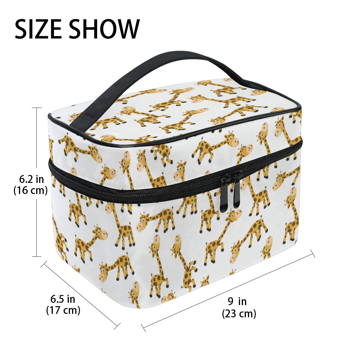 Large Capacity Makeup Organizer Bag - Cute Giraffe Pattern Cosmetic Case for Women & Girls | Travel Toiletry Storage, Wash Bag for Home & Vacation Use