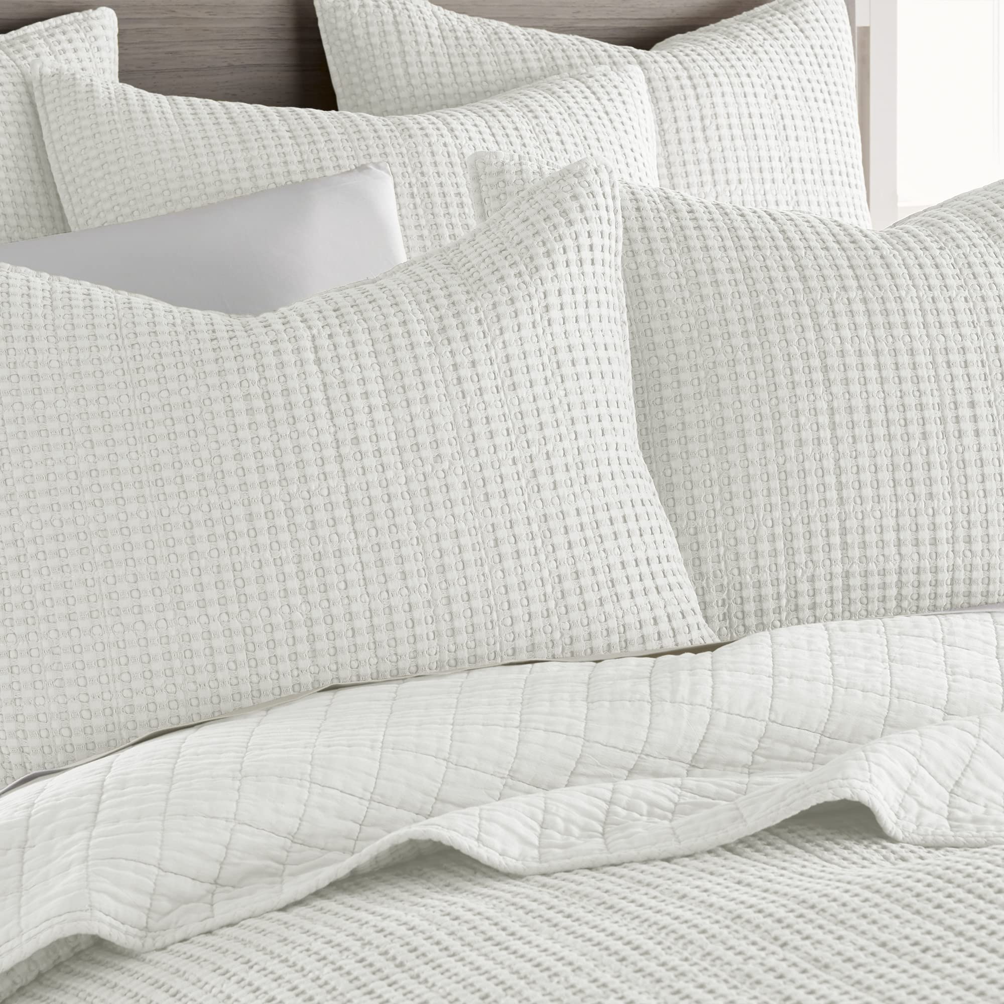 Levtex Home Mills Waffle King/Cal King Quilt Set - Cream Cotton Waffle Bedding - 106