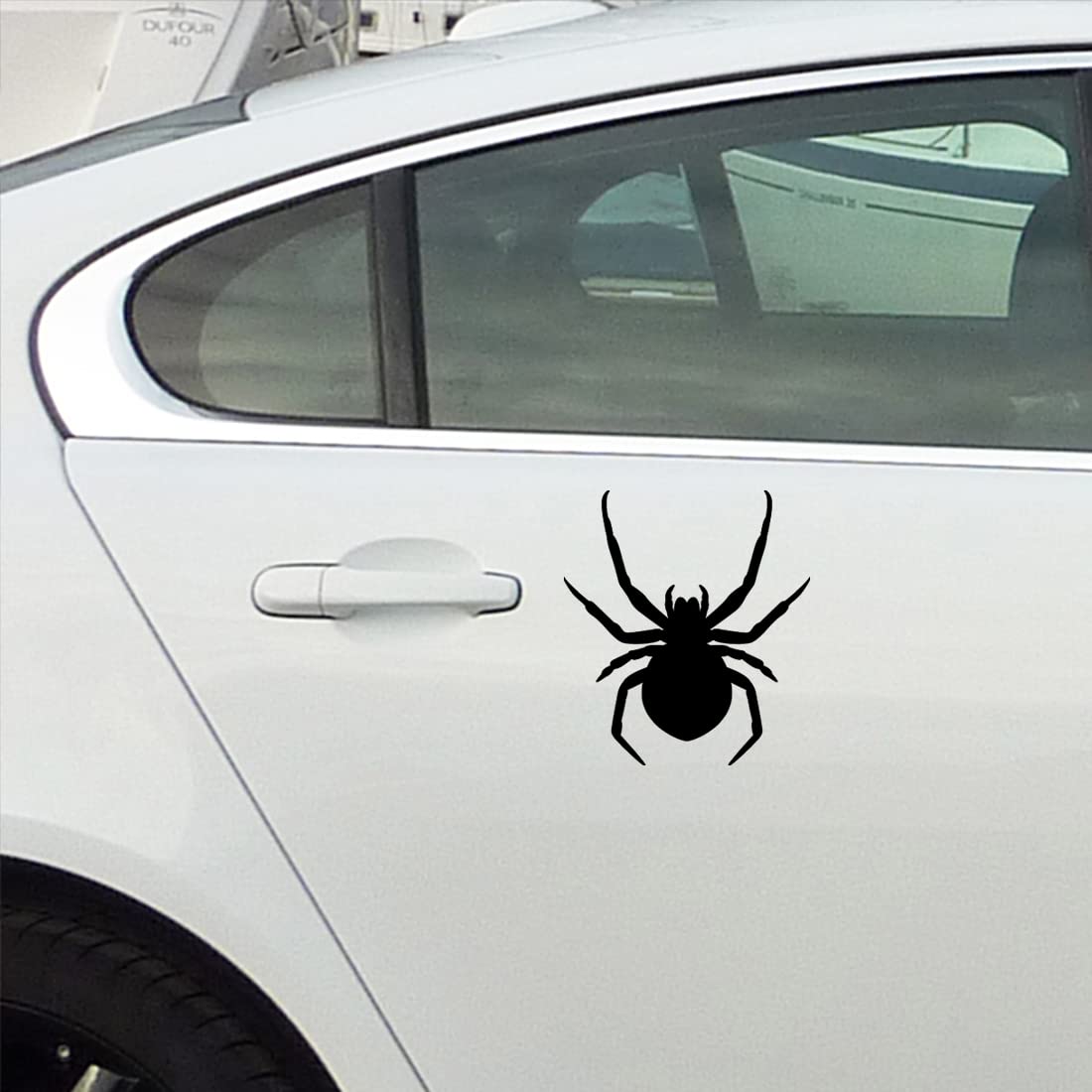 Premium Waterproof Vinyl Halloween Spider Decals (Set of 2) - Black Spider Stickers for Laptop, Phone, Helmet, Car Window, Mug & Wall Decor - Perfect for Halloween Party, Home & Office Decoration