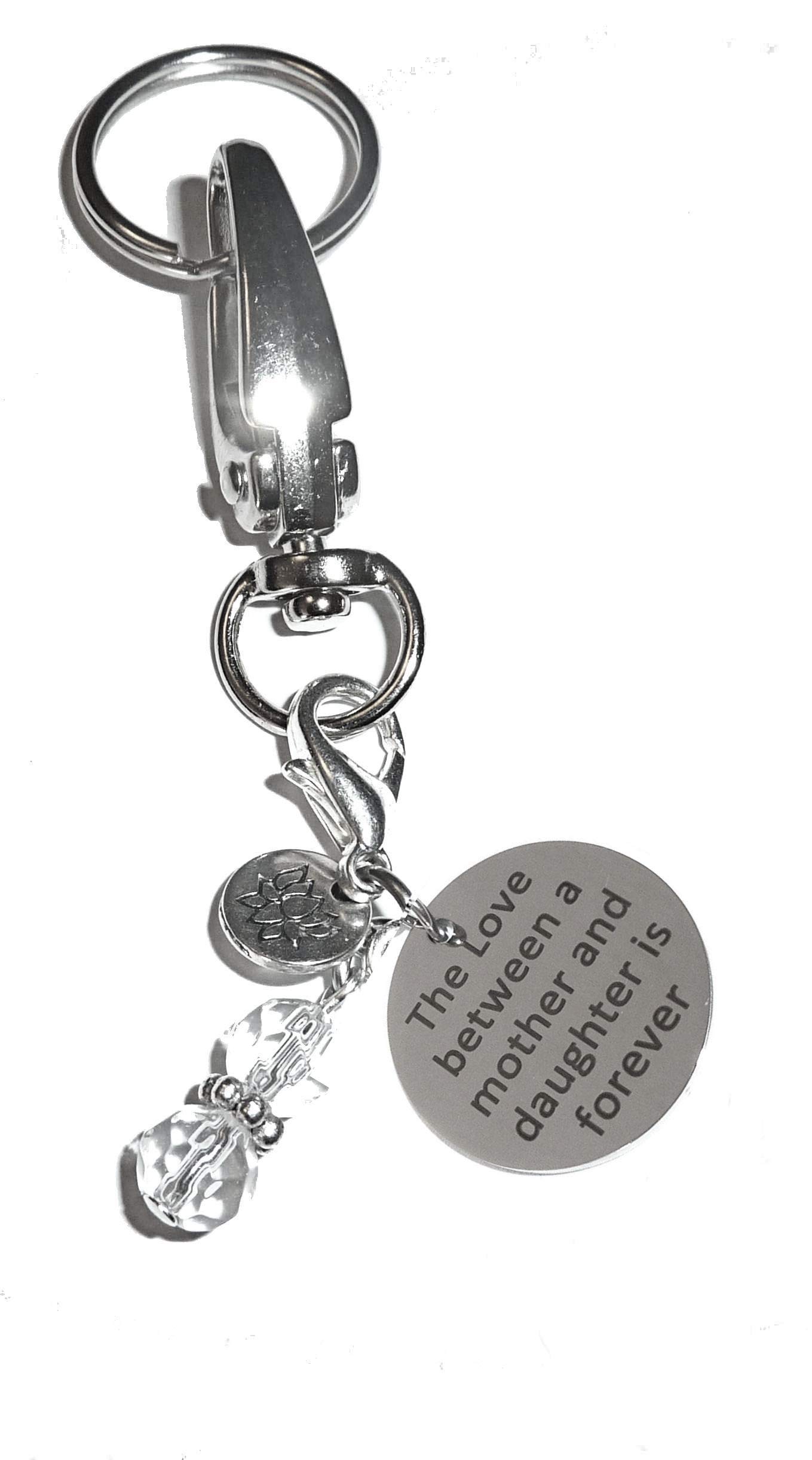 Hidden Hollow Beads Message Charm Keychain - Personalized Gift for Women, Purse, Bag, Necklace & Bracelet Clip-on Charm (Love Between Mother & Daughter) - Perfect for Birthdays, Anniversaries & Keepsakes