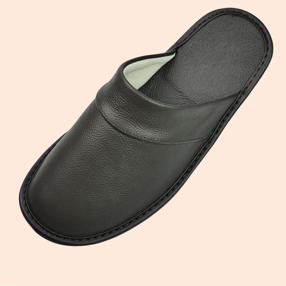 Premium Genuine Cowhide Slippers for Men & Women - Ultra Soft Indoor House Shoes with Non-Slip Sole - Cozy Winter Home Footwear for Couples (Brown, Size US 9/10) | Perfect for Lounging, Gift Giving & Cold Weather Comfort