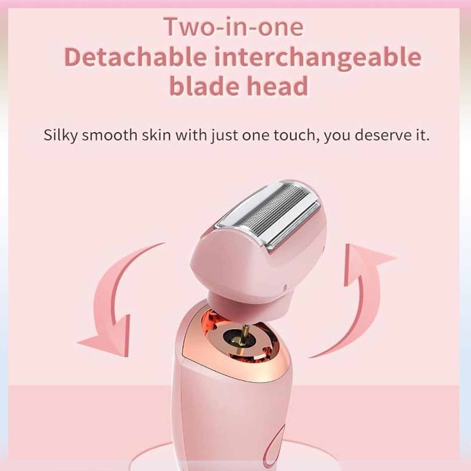 Vantique Electric Shaver for Women - Portable Bikini Trimmer with Removable Head, Wet & Dry Use, 2-in-1 Comfortable Lady Razor (Pink) | Perfect for Travel, Gym & Smooth Skin Care at Home