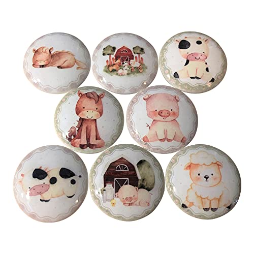 Set of 8 Cute Farm Animals Cabinet Knobs