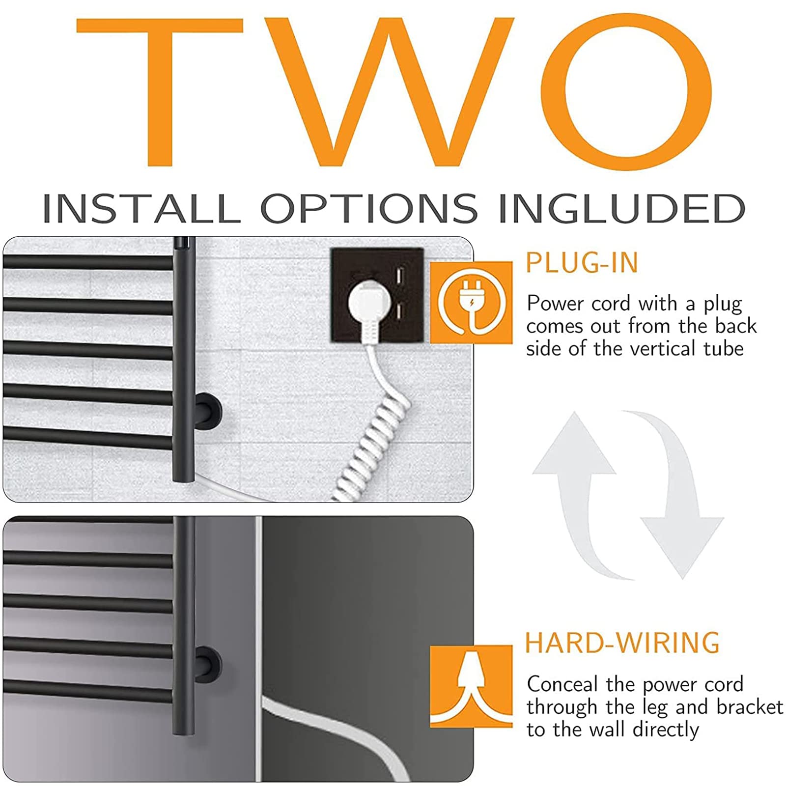Premium Aluminum Alloy Electric Heated Towel Rack - Wall Mounted Bathroom Towel Warmer with Touch Timer & Top Shelf | Energy Efficient Hardwired Towel Dryer in White | Perfect for Spa, Luxury Bathrooms & Cold Climate Homes